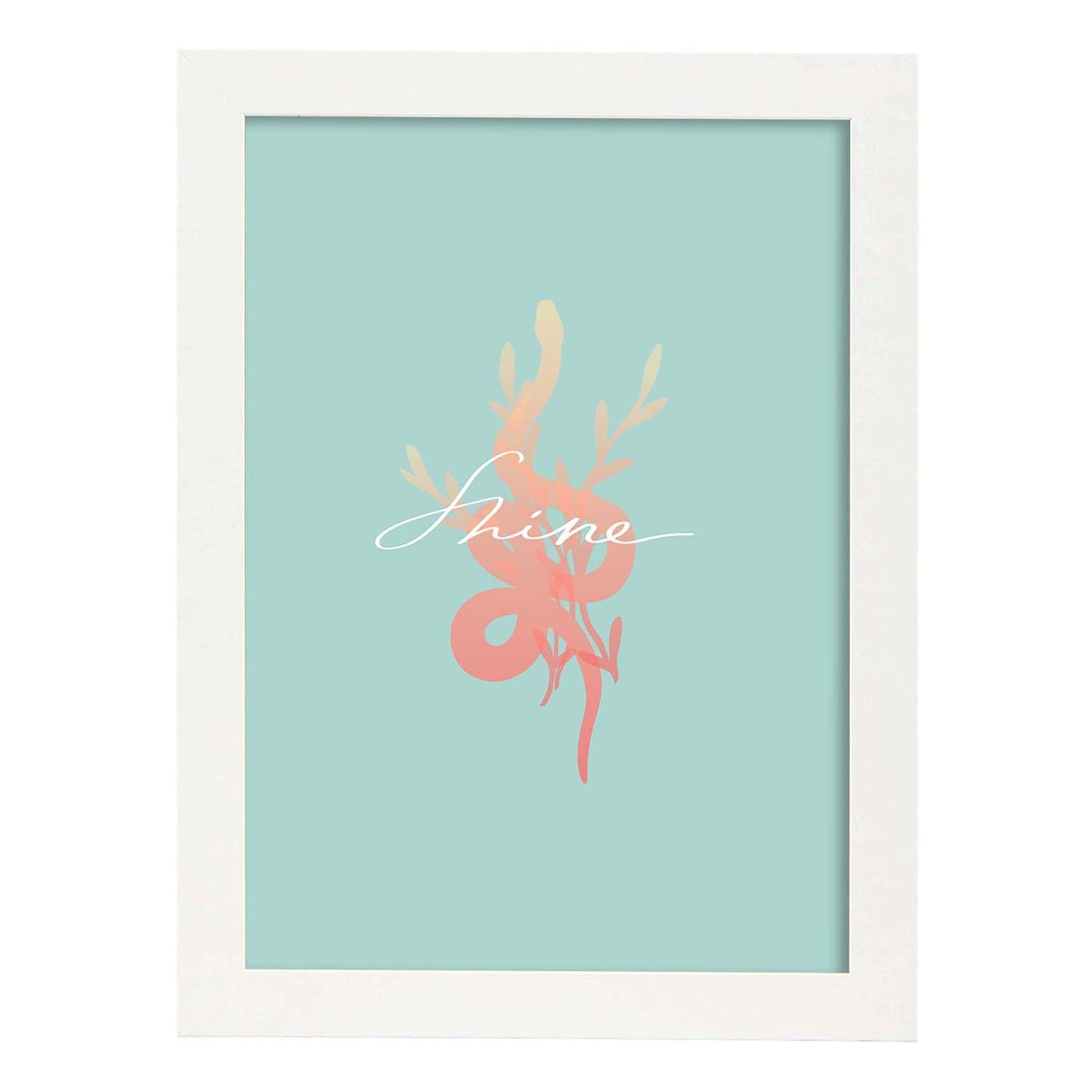Posters con mensajes felices ilustrados. Lámina de decoración 'Shine' con frases motivadoras y llenas de energia.-Artwork-Nacnic-A4-Marco Blanco-Nacnic Estudio SL