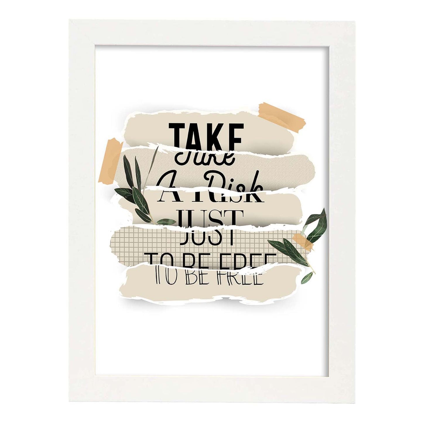 Posters con mensajes felices ilustrados. Lámina de decoración 'Take A Risk' con frases motivadoras y llenas de energia.-Artwork-Nacnic-A3-Marco Blanco-Nacnic Estudio SL