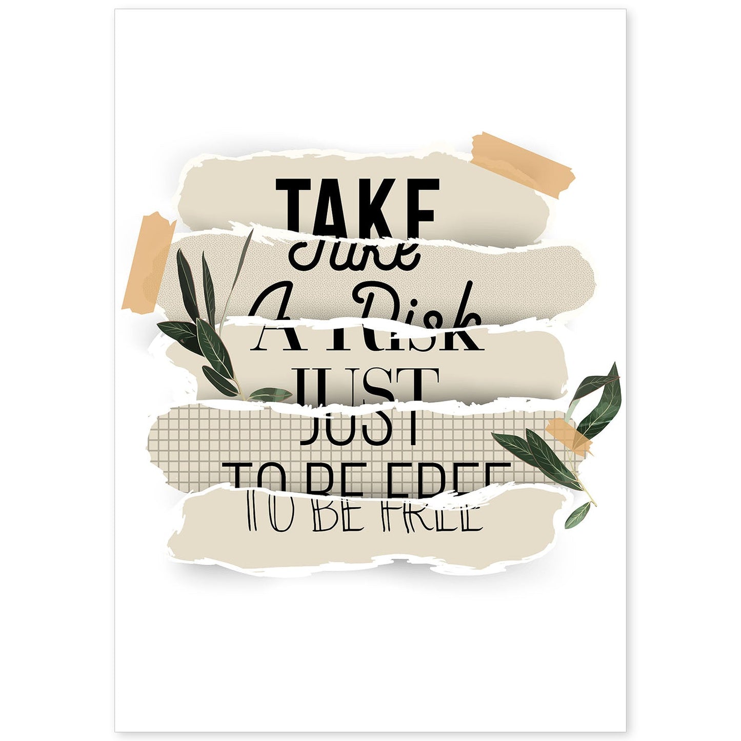 Posters con mensajes felices ilustrados. Lámina de decoración 'Take A Risk' con frases motivadoras y llenas de energia.-Artwork-Nacnic-A4-Sin marco-Nacnic Estudio SL
