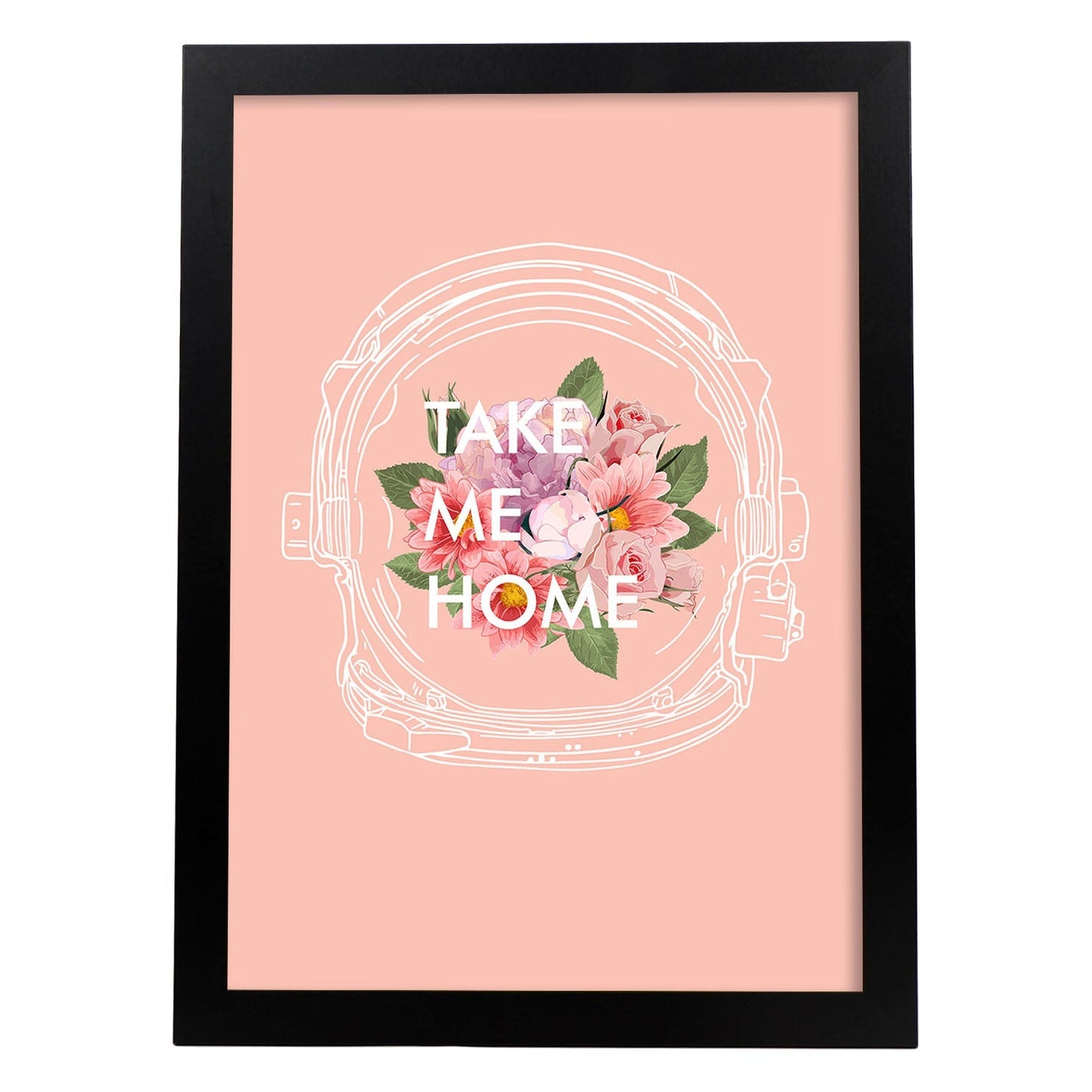 Posters con mensajes felices ilustrados. Lámina de decoración 'Take Me Home' con frases motivadoras y llenas de energia.-Artwork-Nacnic-A3-Marco Negro-Nacnic Estudio SL