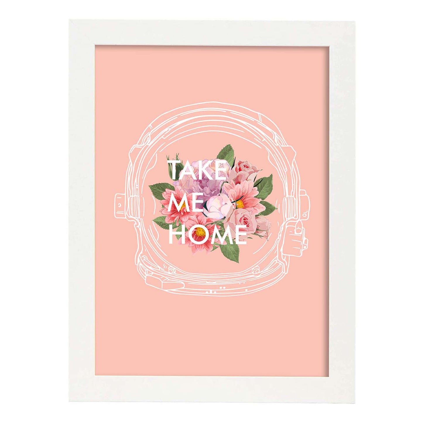 Posters con mensajes felices ilustrados. Lámina de decoración 'Take Me Home' con frases motivadoras y llenas de energia.-Artwork-Nacnic-A4-Marco Blanco-Nacnic Estudio SL