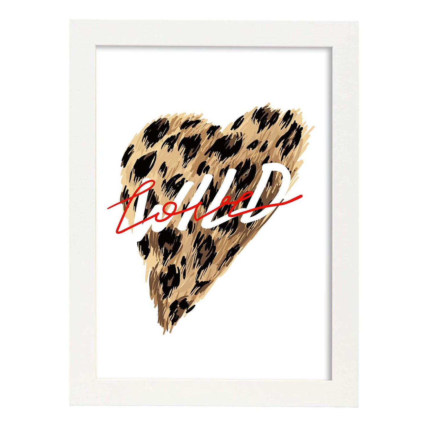 Posters con mensajes felices ilustrados. Lámina de decoración 'Wild Love' con frases motivadoras y llenas de energia.-Artwork-Nacnic-A3-Marco Blanco-Nacnic Estudio SL