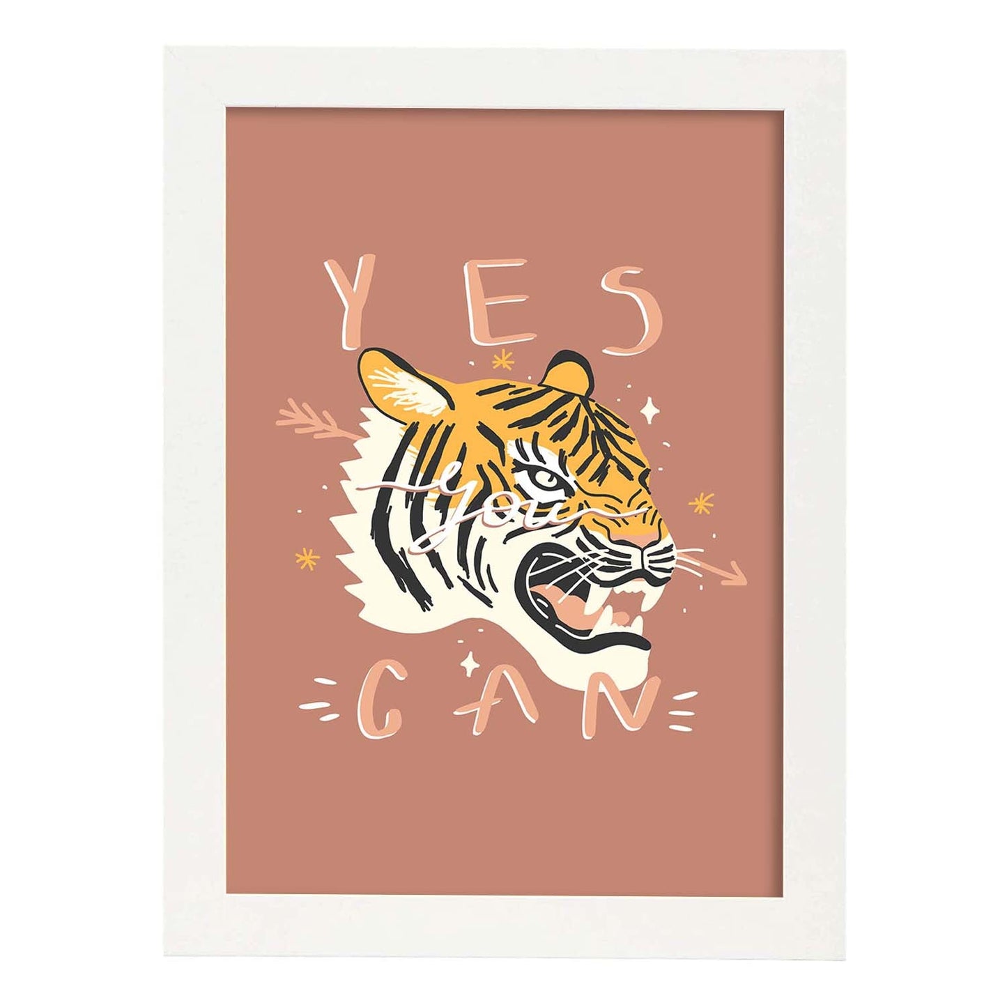 Posters con mensajes felices ilustrados. Lámina de decoración 'Yes You Can' con frases motivadoras y llenas de energia.-Artwork-Nacnic-A3-Marco Blanco-Nacnic Estudio SL