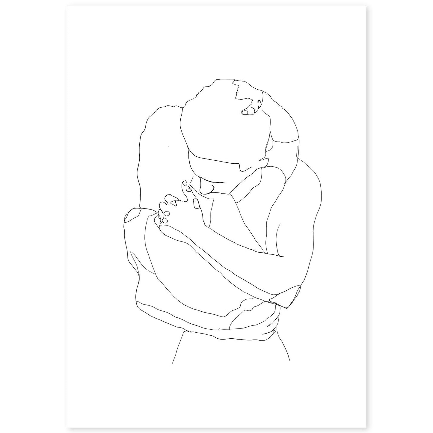 Posters de dibujos y bocetos a una linea. Lámina nordica de Abrazo de pareja.-Artwork-Nacnic-A4-Sin marco-Nacnic Estudio SL