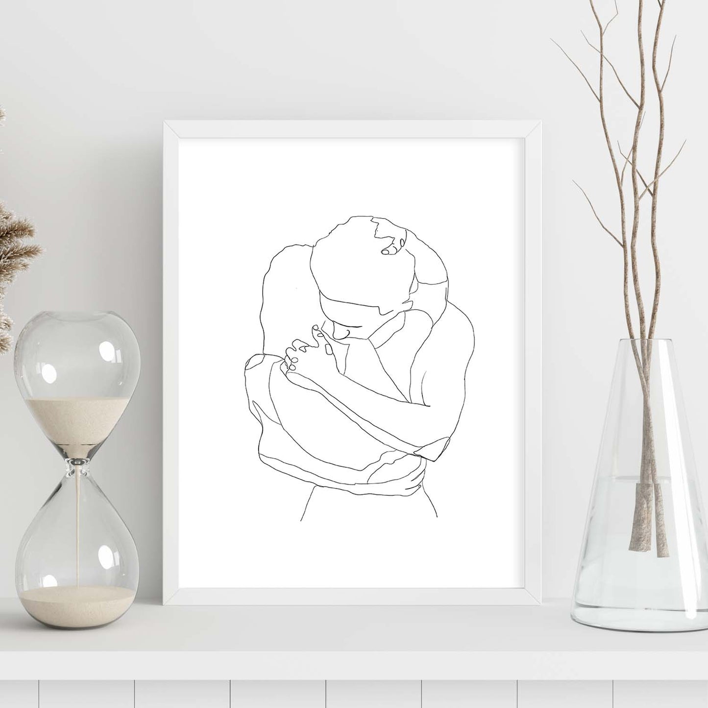 Posters de dibujos y bocetos a una linea. Lámina nordica de Abrazo de pareja.-Artwork-Nacnic-Nacnic Estudio SL