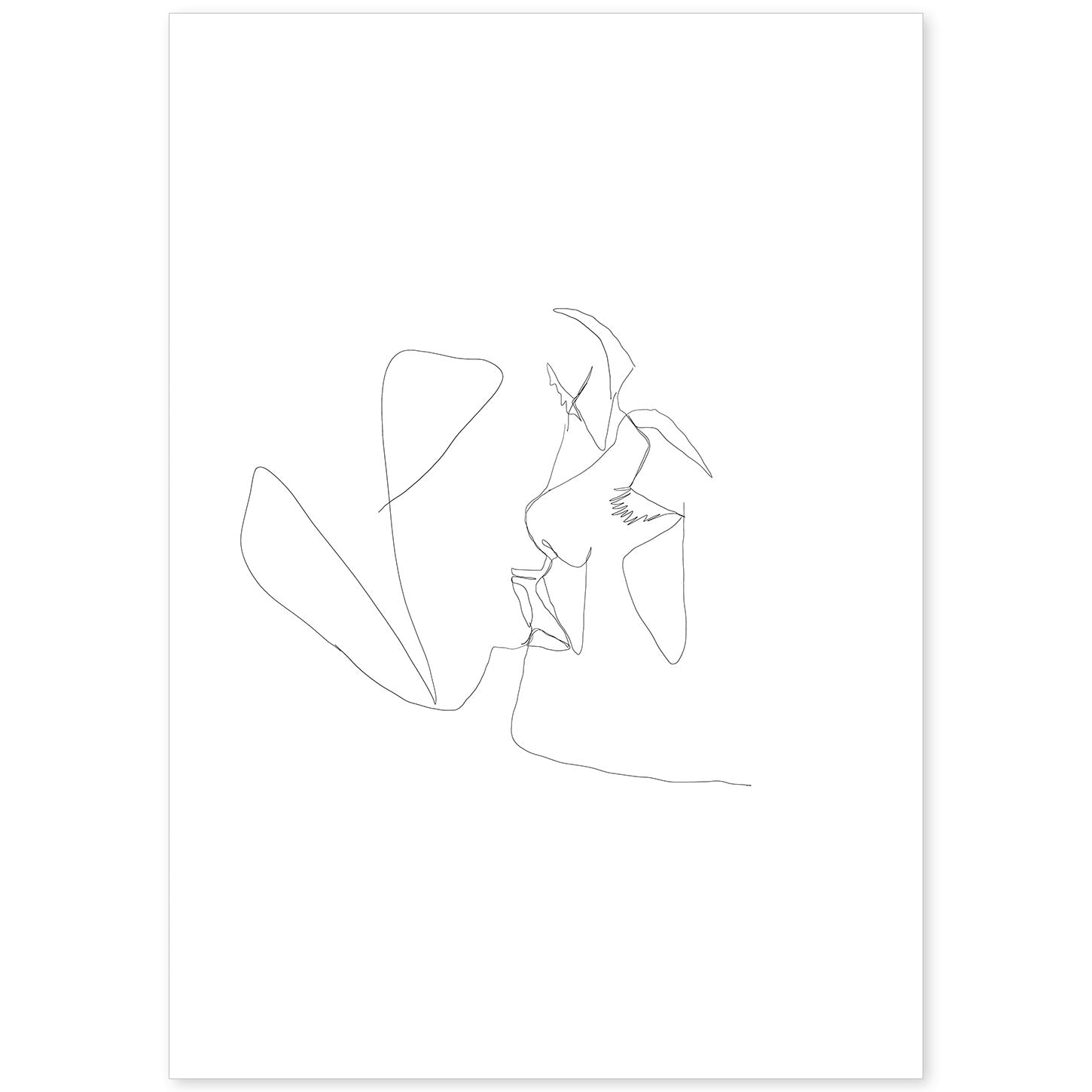 Posters de dibujos y bocetos a una linea. Lámina nordica de Beso de amor.-Artwork-Nacnic-A4-Sin marco-Nacnic Estudio SL