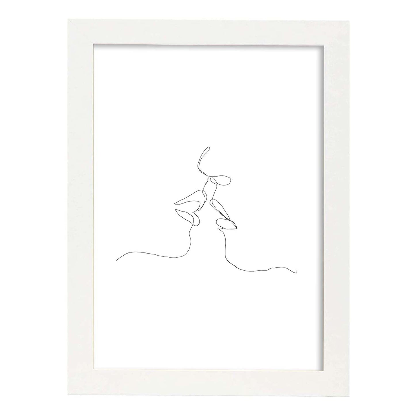 Posters de dibujos y bocetos a una linea. Lámina nordica de Beso de pareja.-Artwork-Nacnic-A3-Marco Blanco-Nacnic Estudio SL
