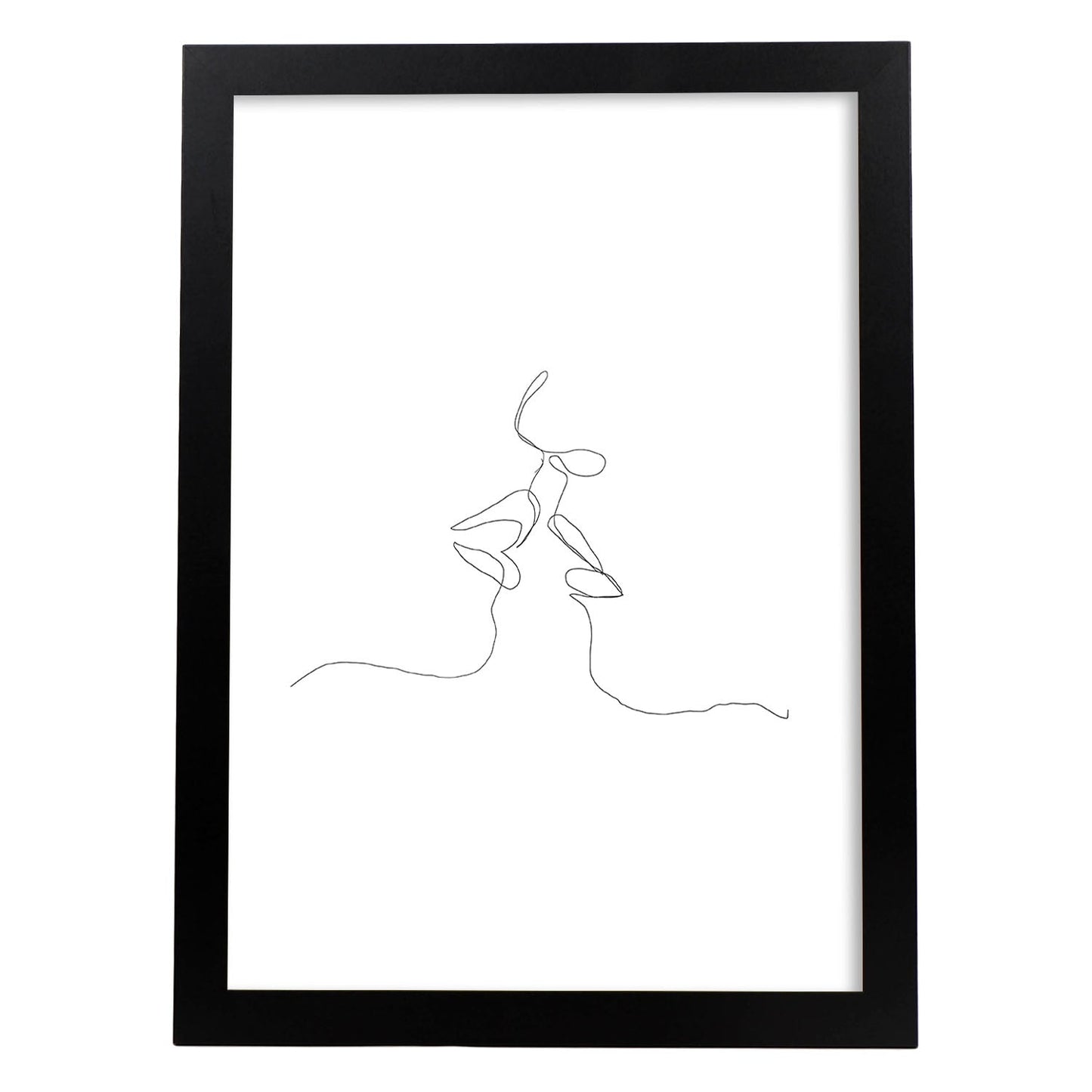 Posters de dibujos y bocetos a una linea. Lámina nordica de Beso de pareja.-Artwork-Nacnic-A3-Marco Negro-Nacnic Estudio SL