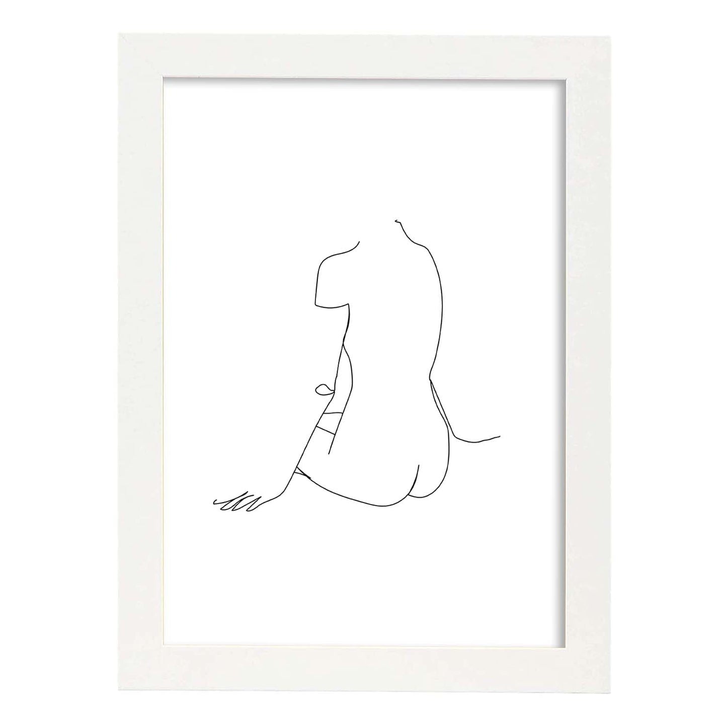 Posters de dibujos y bocetos a una linea. Lámina nordica de Cuerpo mujer, espalda 2.-Artwork-Nacnic-A3-Marco Blanco-Nacnic Estudio SL