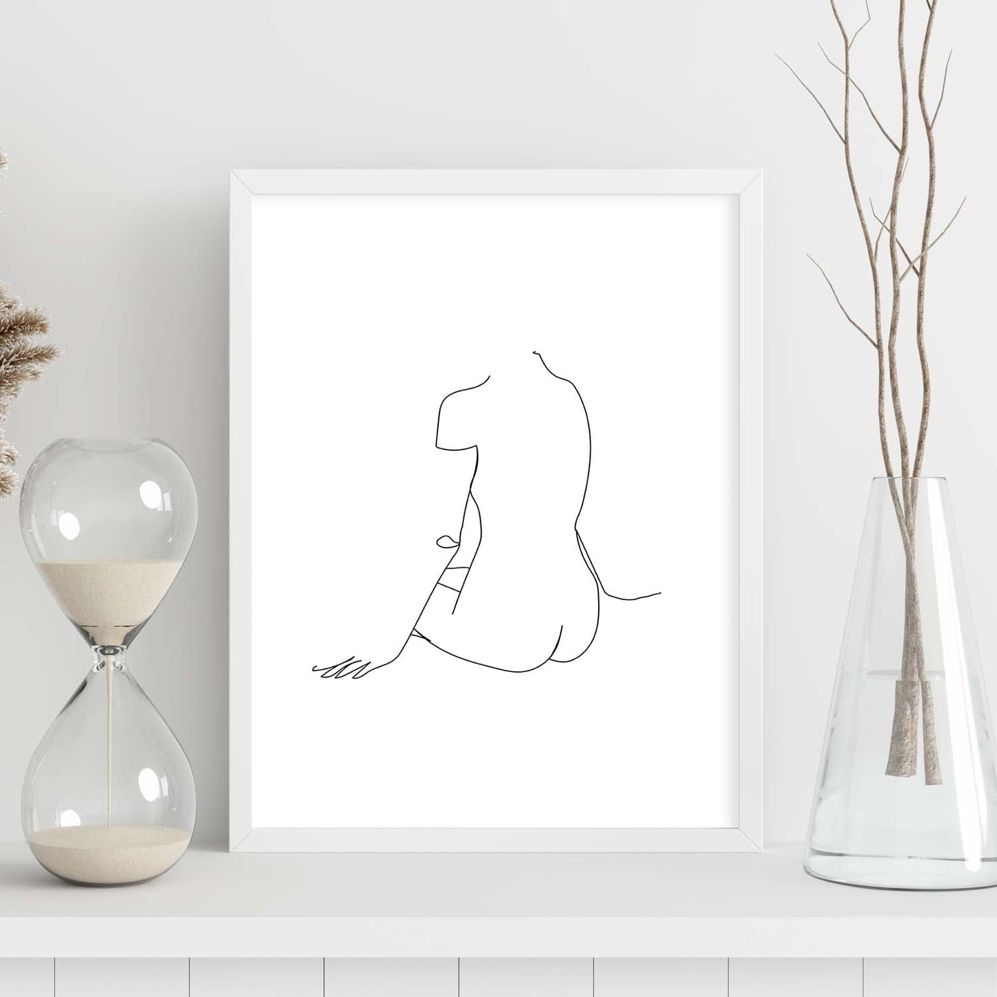Posters de dibujos y bocetos a una linea. Lámina nordica de Cuerpo mujer, espalda 2.-Artwork-Nacnic-Nacnic Estudio SL