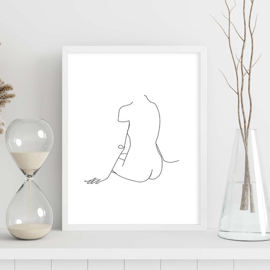 Posters de dibujos y bocetos a una linea. Lámina nordica de Cuerpo mujer, espalda 2.-Artwork-Nacnic-Nacnic Estudio SL