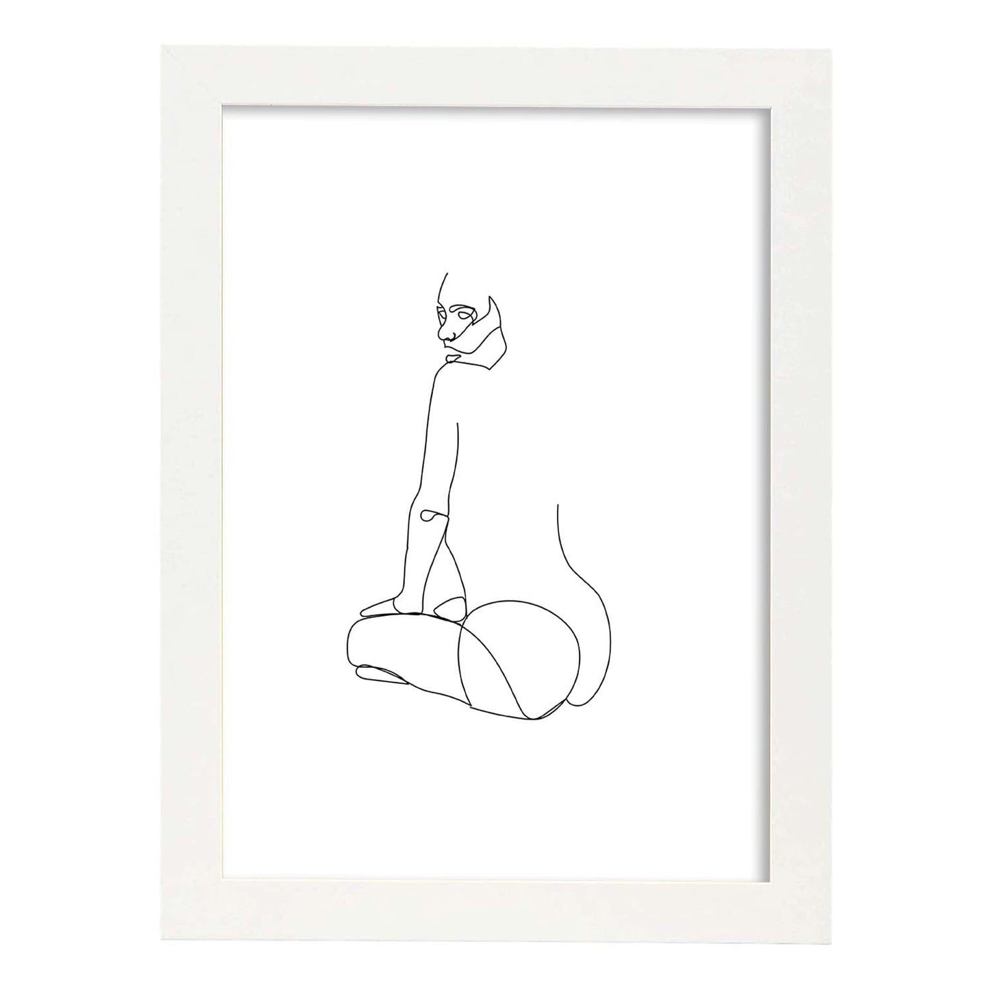Posters de dibujos y bocetos a una linea. Lámina nordica de Cuerpo mujer, espalda.-Artwork-Nacnic-A3-Marco Blanco-Nacnic Estudio SL
