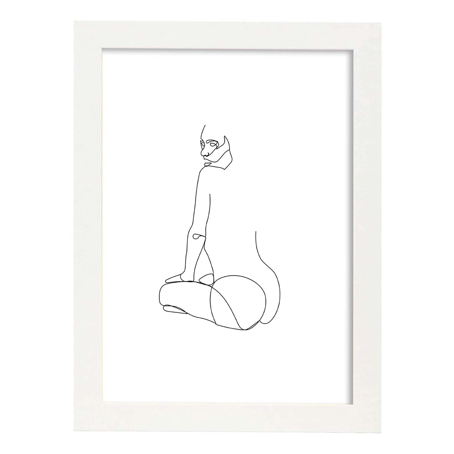 Posters de dibujos y bocetos a una linea. Lámina nordica de Cuerpo mujer, espalda.-Artwork-Nacnic-A3-Marco Blanco-Nacnic Estudio SL