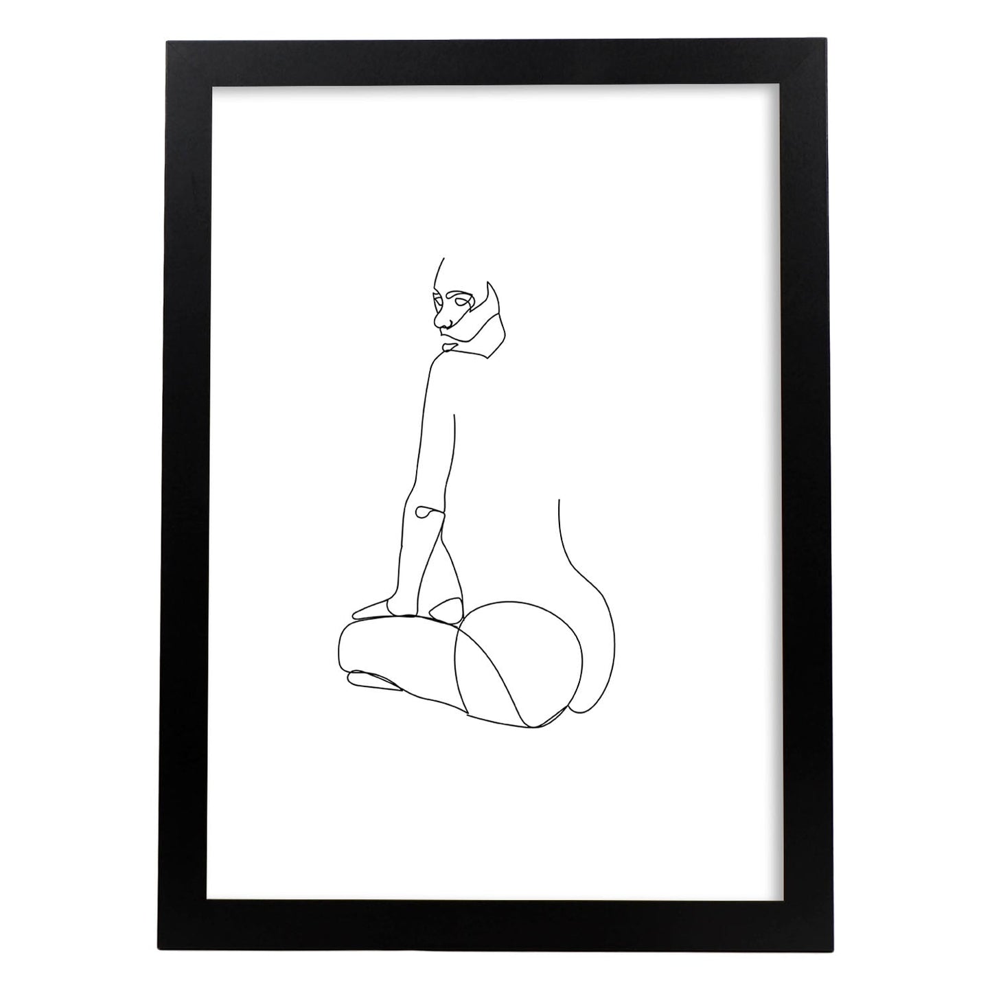 Posters de dibujos y bocetos a una linea. Lámina nordica de Cuerpo mujer, espalda.-Artwork-Nacnic-A3-Marco Negro-Nacnic Estudio SL