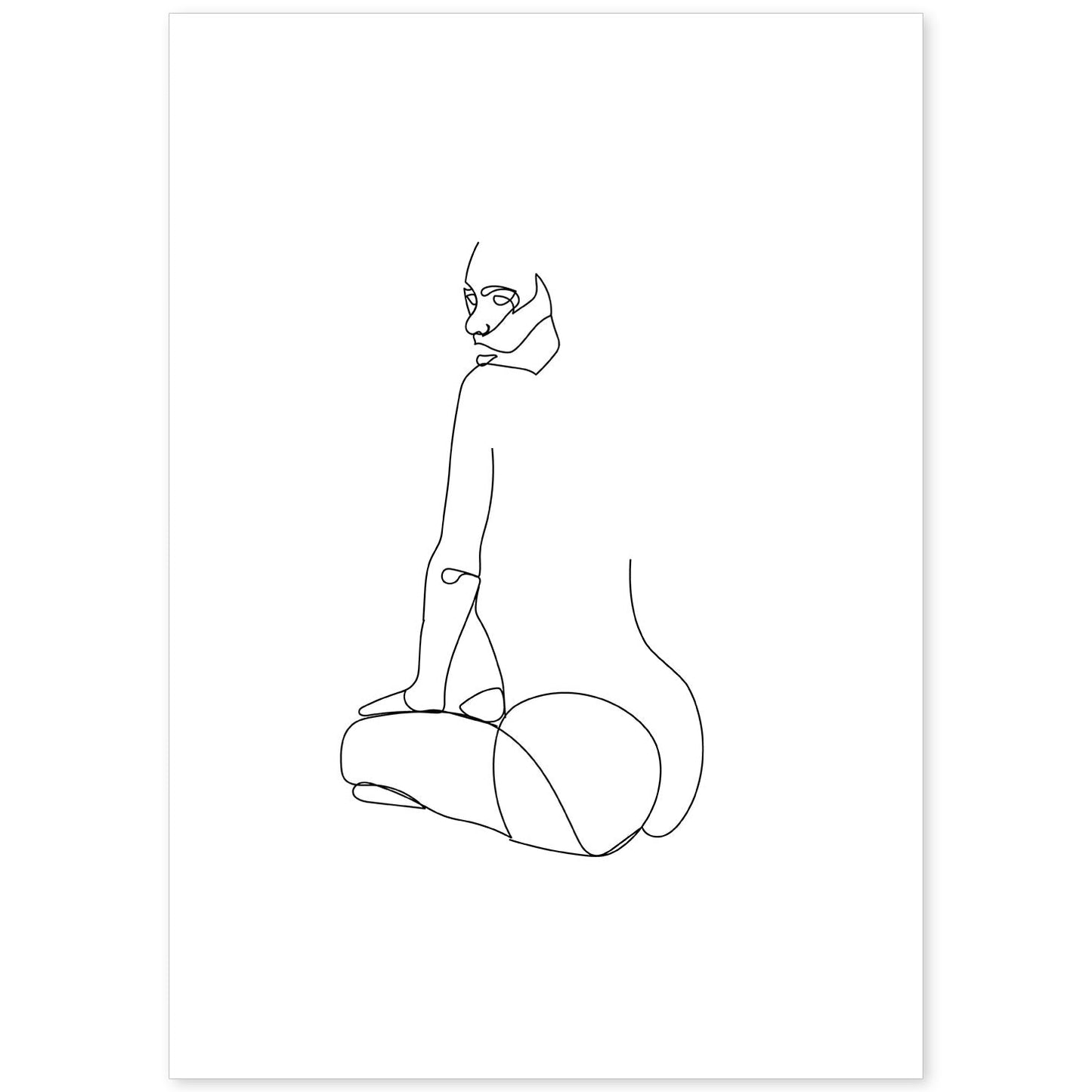 Posters de dibujos y bocetos a una linea. Lámina nordica de Cuerpo mujer, espalda.-Artwork-Nacnic-A4-Sin marco-Nacnic Estudio SL