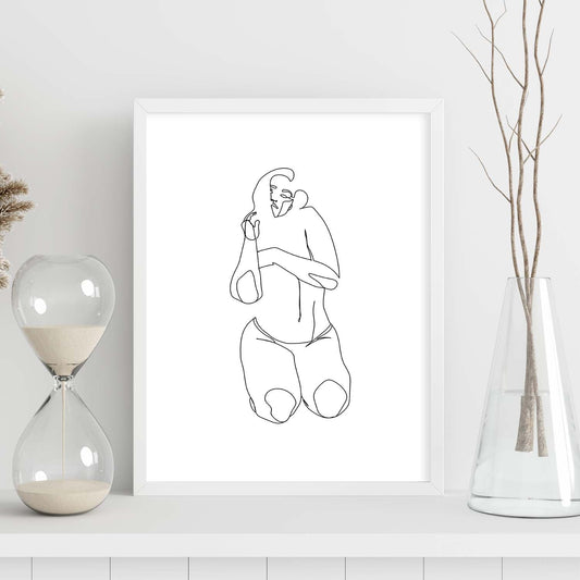 Posters de dibujos y bocetos a una linea. Lámina nordica de Cuerpo mujer, frontal.-Artwork-Nacnic-Nacnic Estudio SL