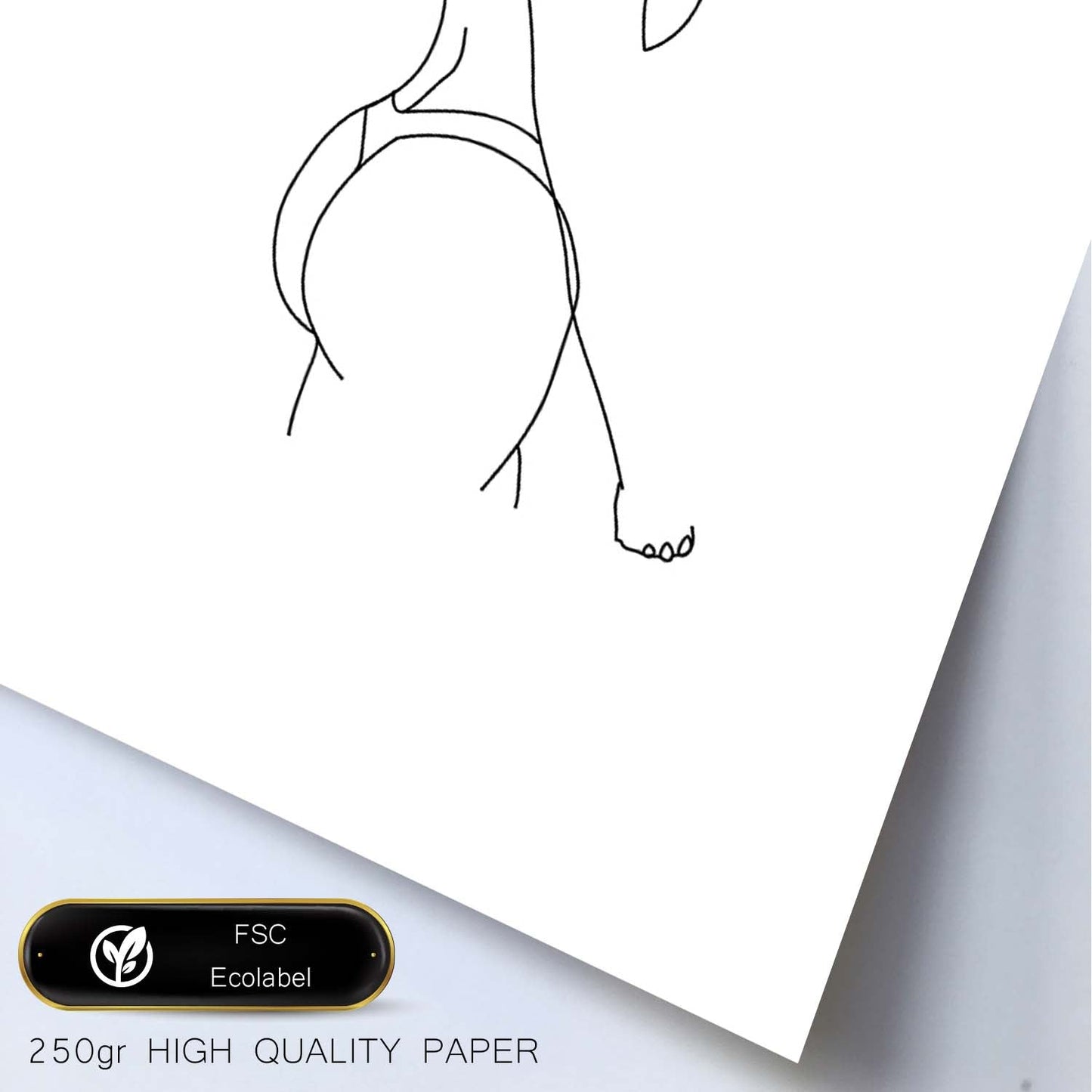 Posters de dibujos y bocetos a una linea. Lámina nordica de Cuerpo mujer, lateral.-Artwork-Nacnic-Nacnic Estudio SL