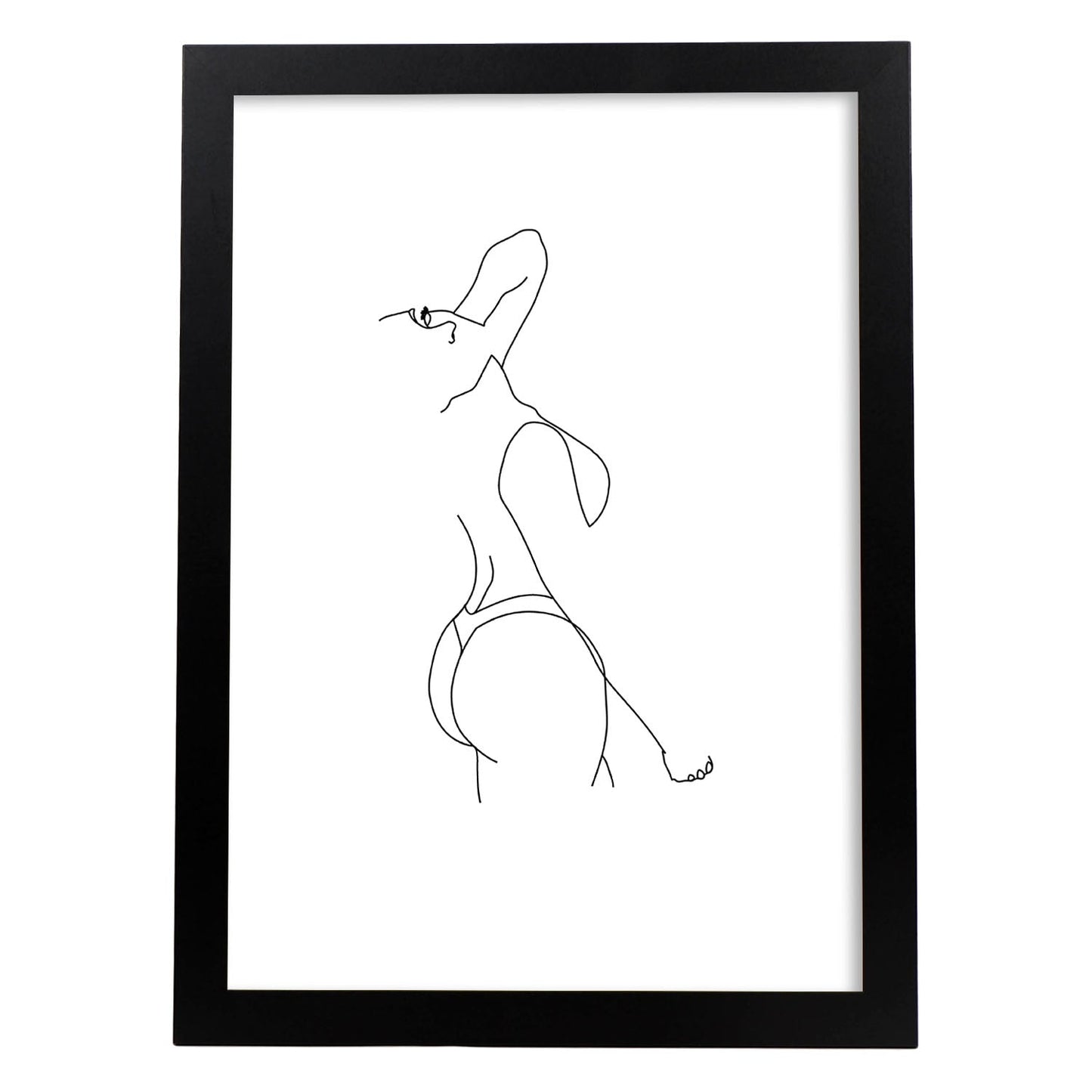 Posters de dibujos y bocetos a una linea. Lámina nordica de Cuerpo mujer, lateral.-Artwork-Nacnic-A3-Marco Negro-Nacnic Estudio SL