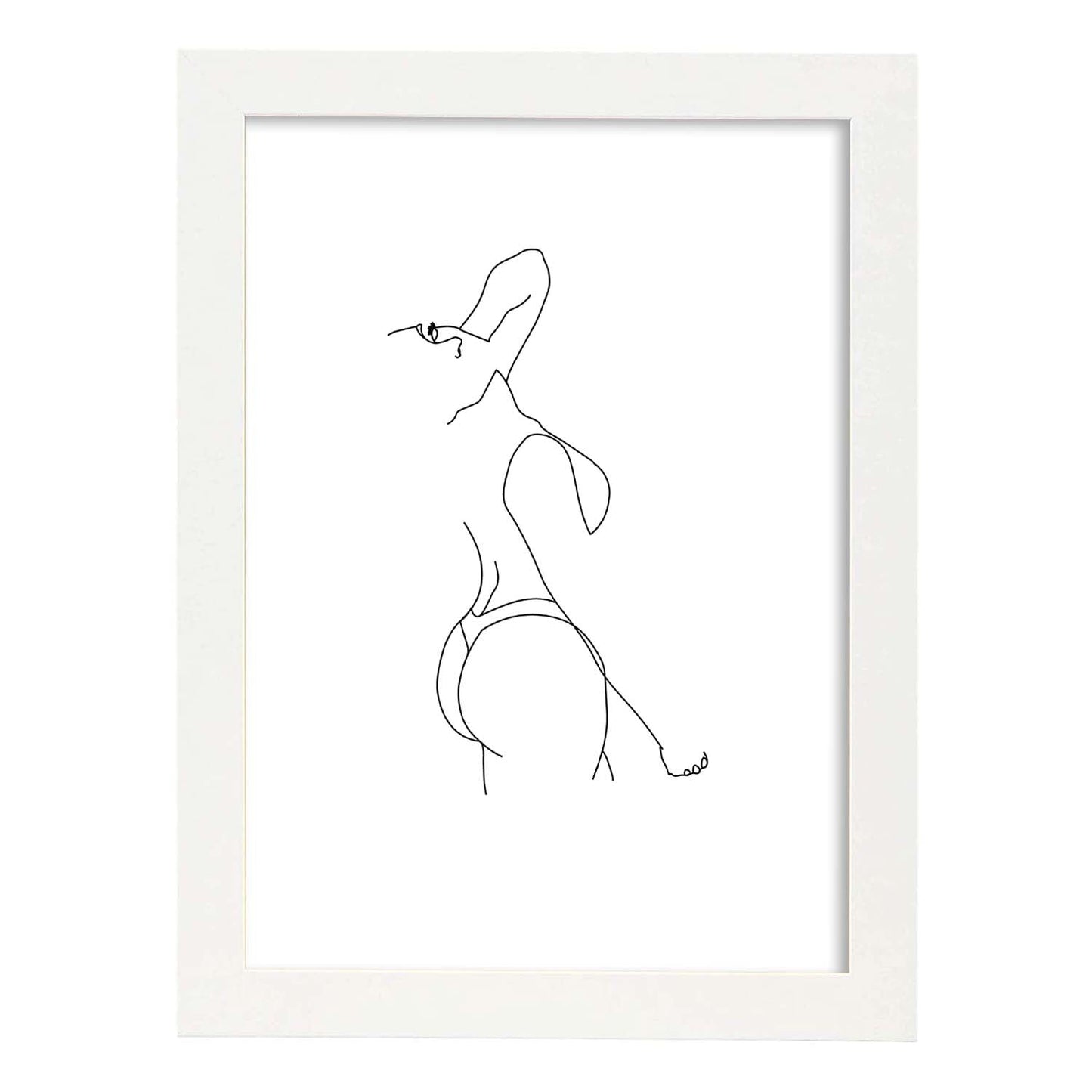 Posters de dibujos y bocetos a una linea. Lámina nordica de Cuerpo mujer, lateral.-Artwork-Nacnic-A4-Marco Blanco-Nacnic Estudio SL