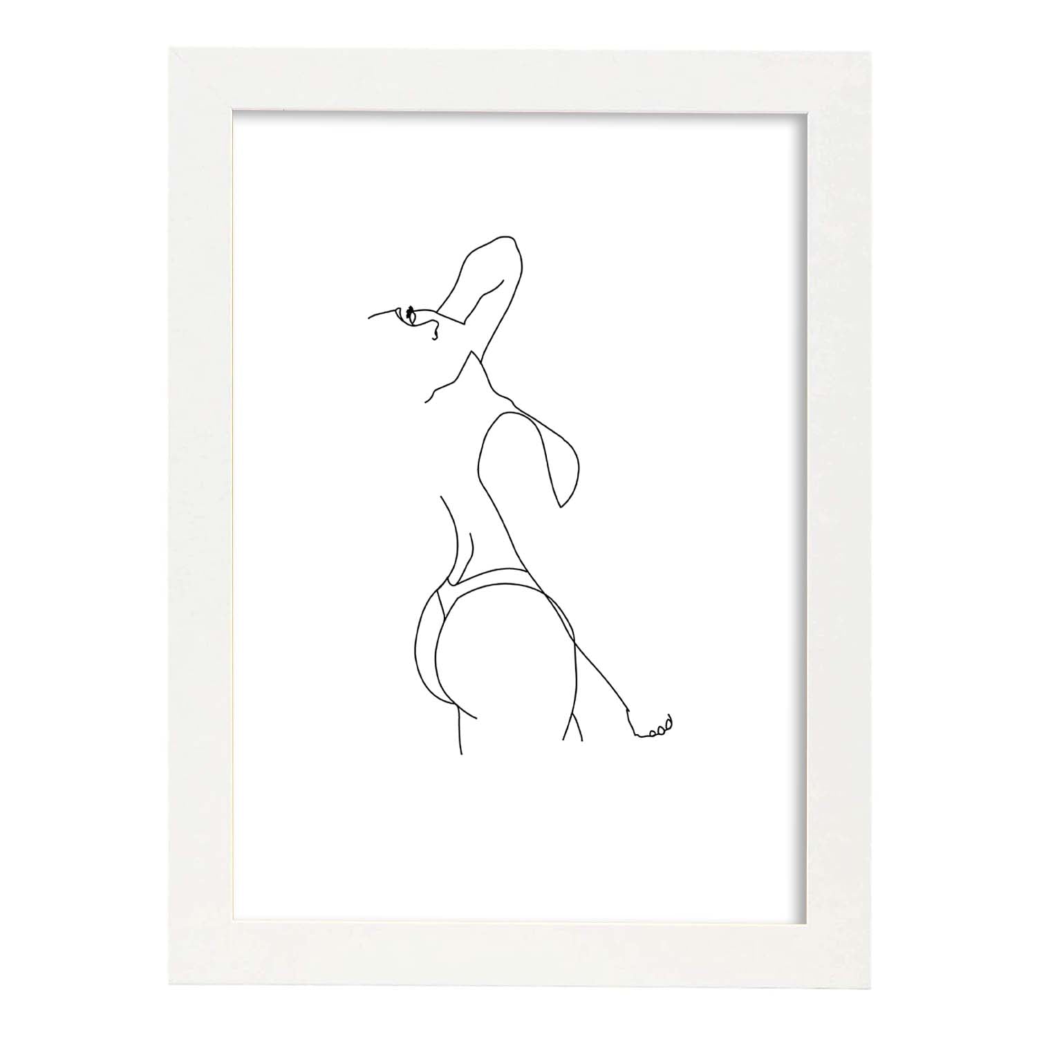 Posters de dibujos y bocetos a una linea. Lámina nordica de Cuerpo mujer, lateral.-Artwork-Nacnic-A4-Marco Blanco-Nacnic Estudio SL