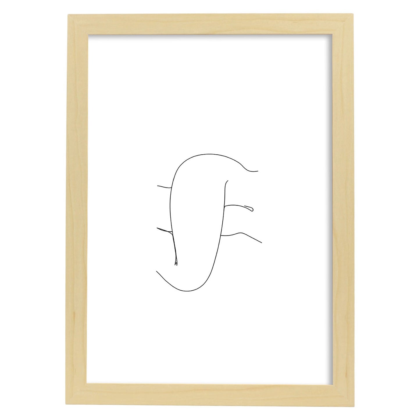 Posters de dibujos y bocetos a una linea. Lámina nordica de Cuerpo mujer, muslos.-Artwork-Nacnic-A3-Marco Madera clara-Nacnic Estudio SL