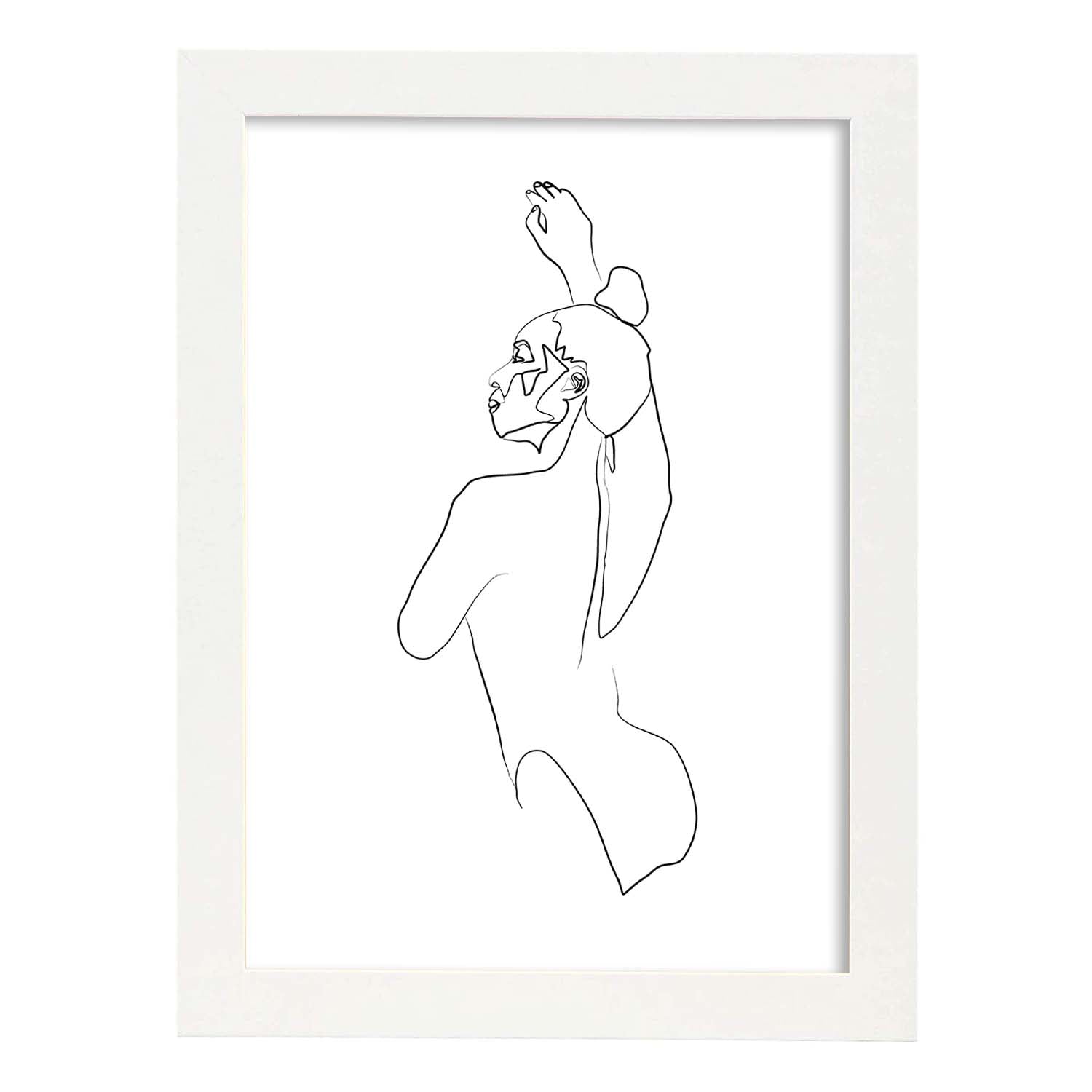 Posters de dibujos y bocetos a una linea. Lámina nordica de Cuerpo mujer.-Artwork-Nacnic-A3-Marco Blanco-Nacnic Estudio SL