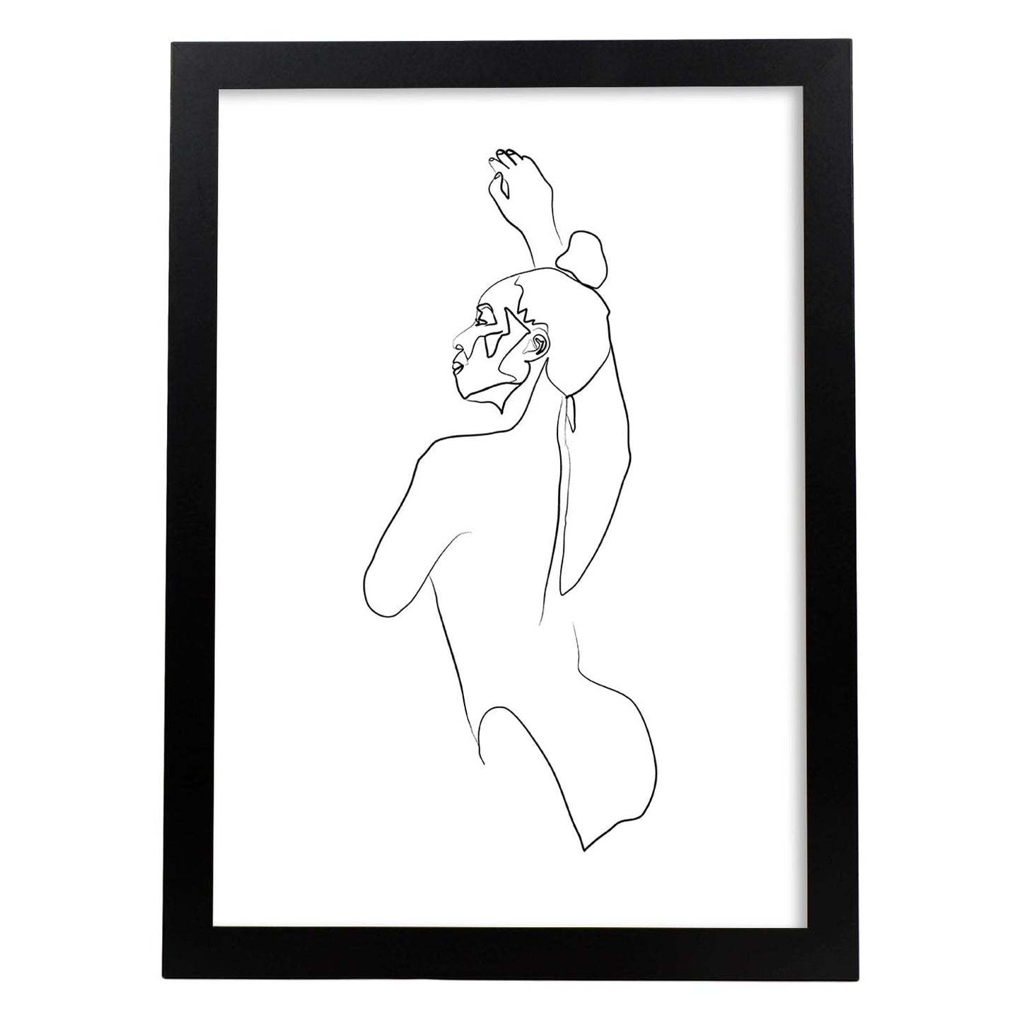 Posters de dibujos y bocetos a una linea. Lámina nordica de Cuerpo mujer.-Artwork-Nacnic-A3-Marco Negro-Nacnic Estudio SL