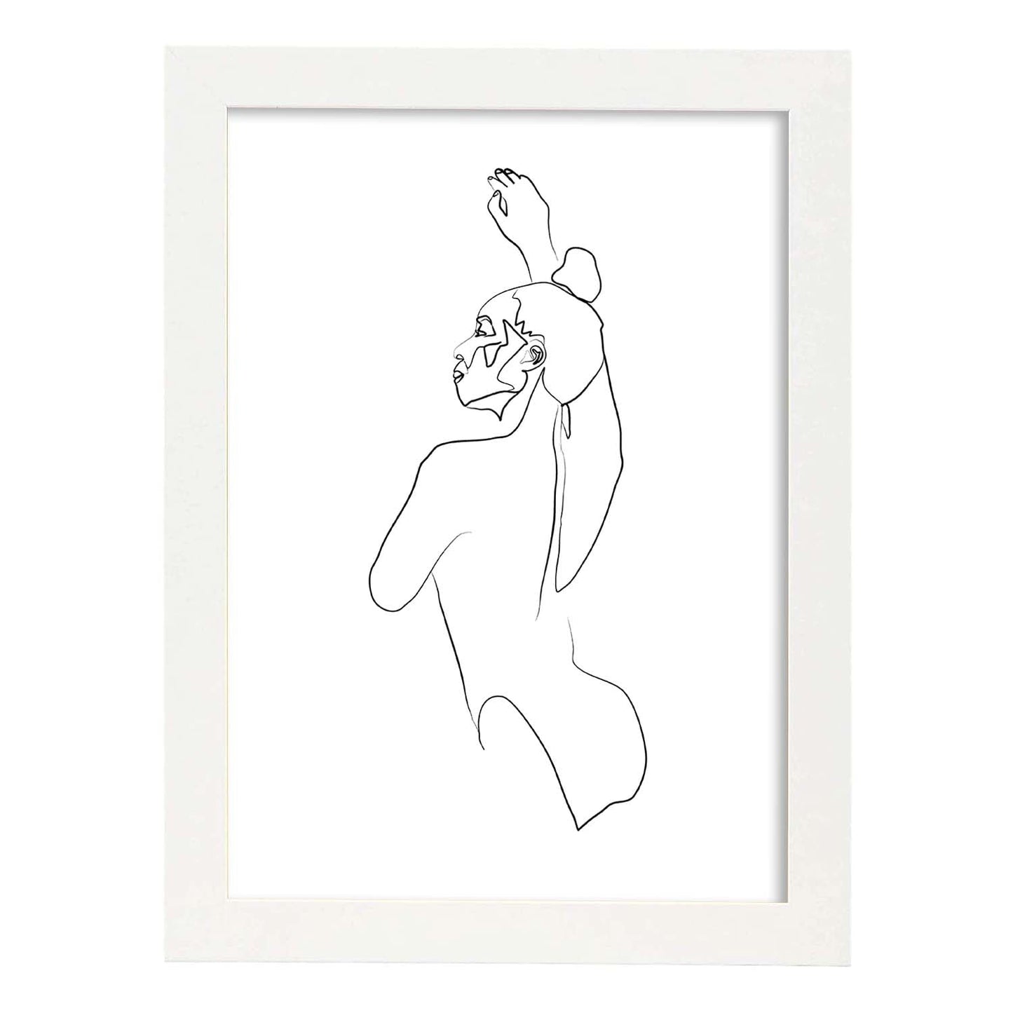 Posters de dibujos y bocetos a una linea. Lámina nordica de Cuerpo mujer.-Artwork-Nacnic-A4-Marco Blanco-Nacnic Estudio SL