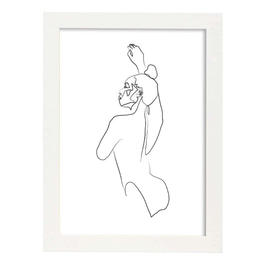 Posters de dibujos y bocetos a una linea. Lámina nordica de Cuerpo mujer.-Artwork-Nacnic-A4-Marco Blanco-Nacnic Estudio SL