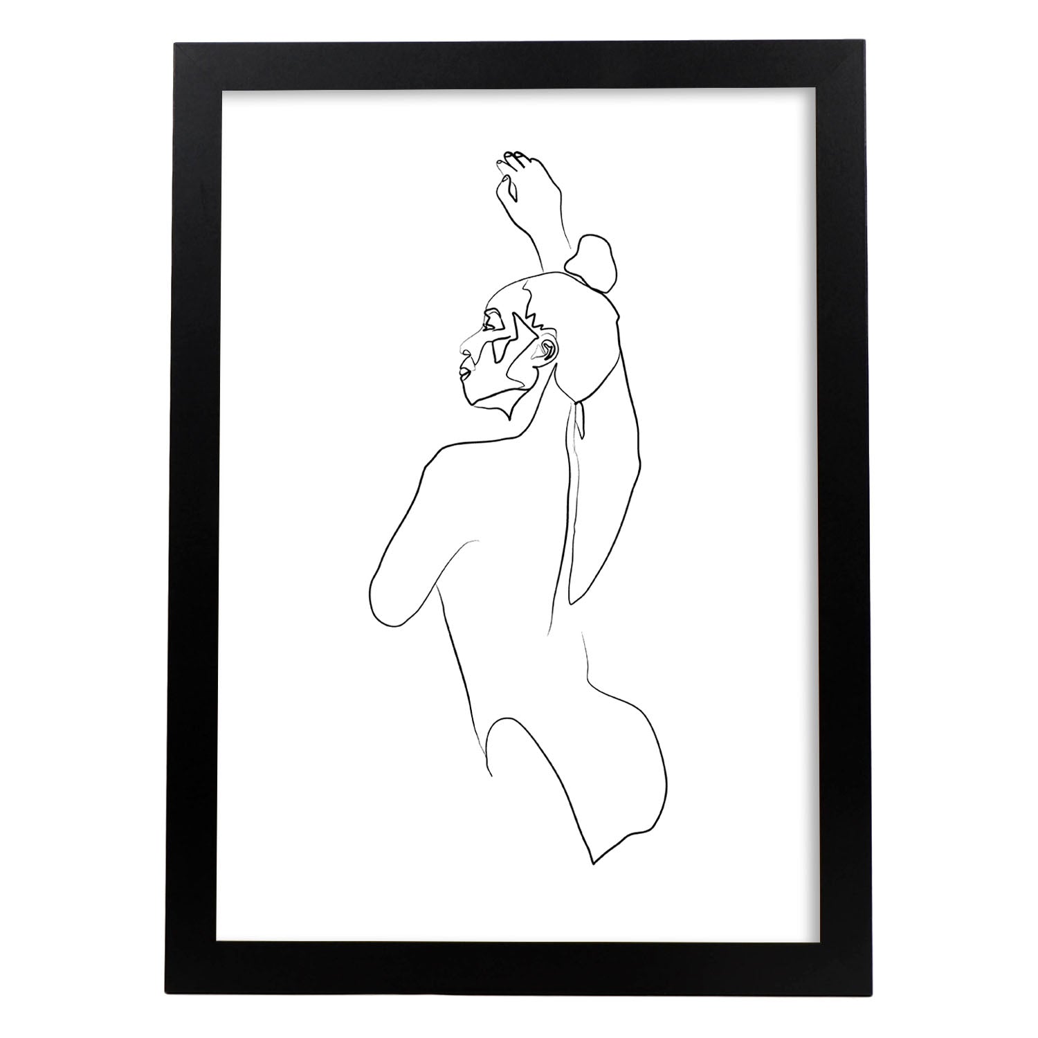 Posters de dibujos y bocetos a una linea. Lámina nordica de Cuerpo mujer.-Artwork-Nacnic-A4-Marco Negro-Nacnic Estudio SL