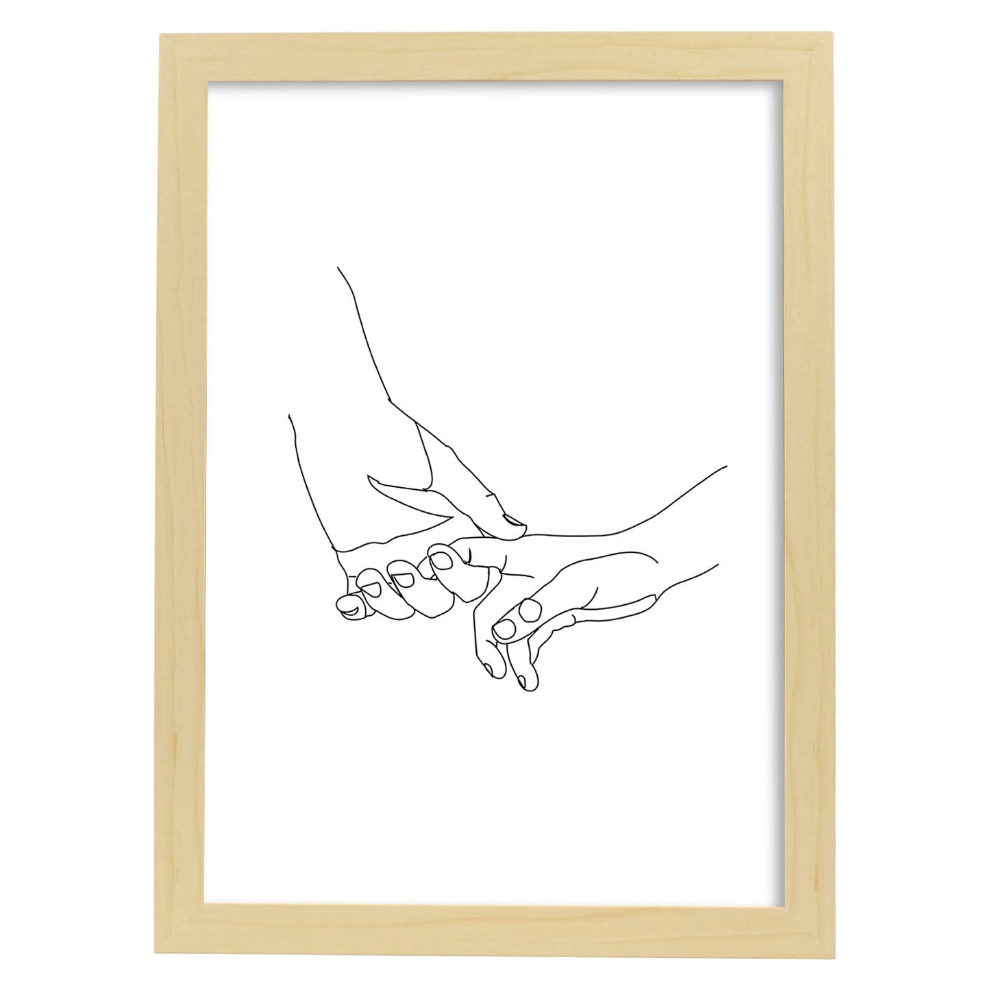 Posters de dibujos y bocetos a una linea. Lámina nordica de De la mano.-Artwork-Nacnic-A3-Marco Madera clara-Nacnic Estudio SL