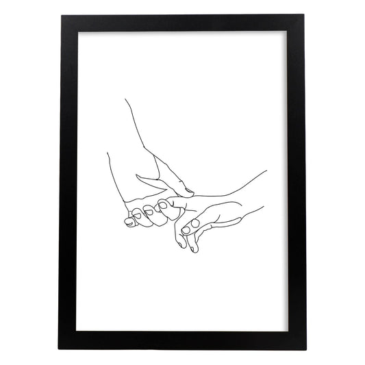 Posters de dibujos y bocetos a una linea. Lámina nordica de De la mano.-Artwork-Nacnic-A4-Marco Negro-Nacnic Estudio SL