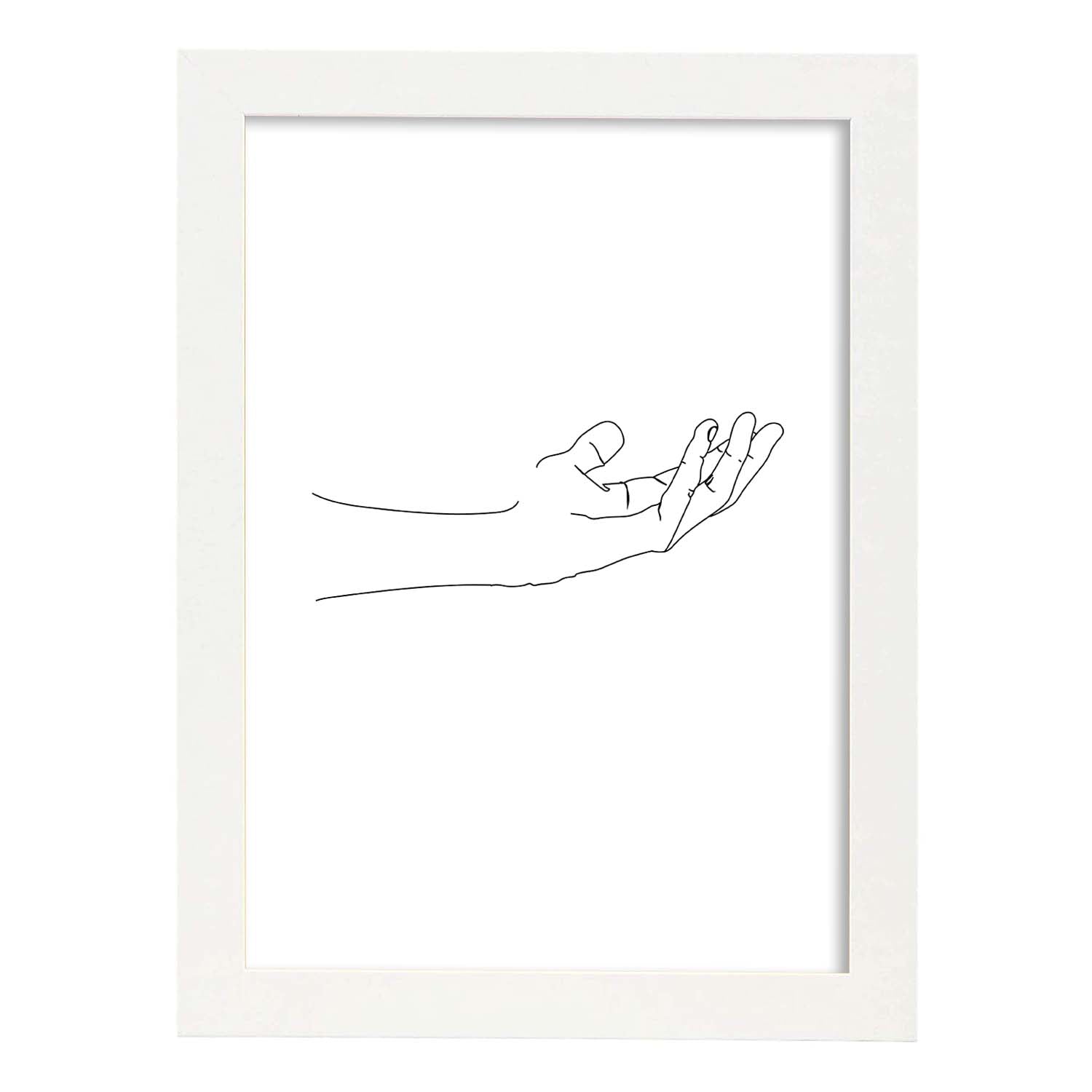 Posters de dibujos y bocetos a una linea. Lámina nordica de Mano.-Artwork-Nacnic-A3-Marco Blanco-Nacnic Estudio SL