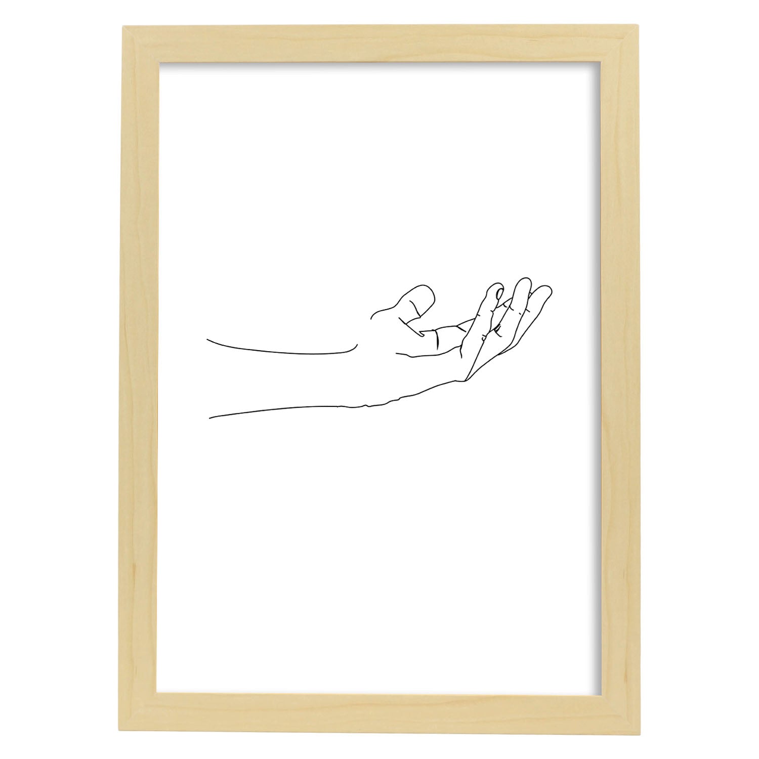 Posters de dibujos y bocetos a una linea. Lámina nordica de Mano.-Artwork-Nacnic-A3-Marco Madera clara-Nacnic Estudio SL