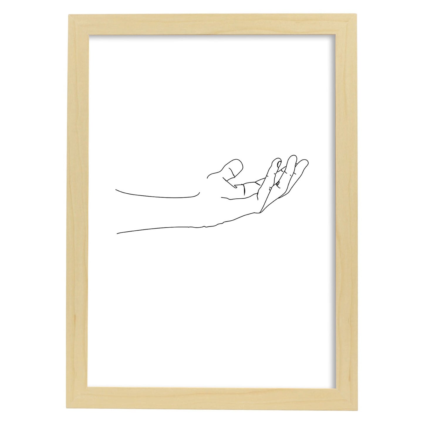Posters de dibujos y bocetos a una linea. Lámina nordica de Mano.-Artwork-Nacnic-A4-Marco Madera clara-Nacnic Estudio SL