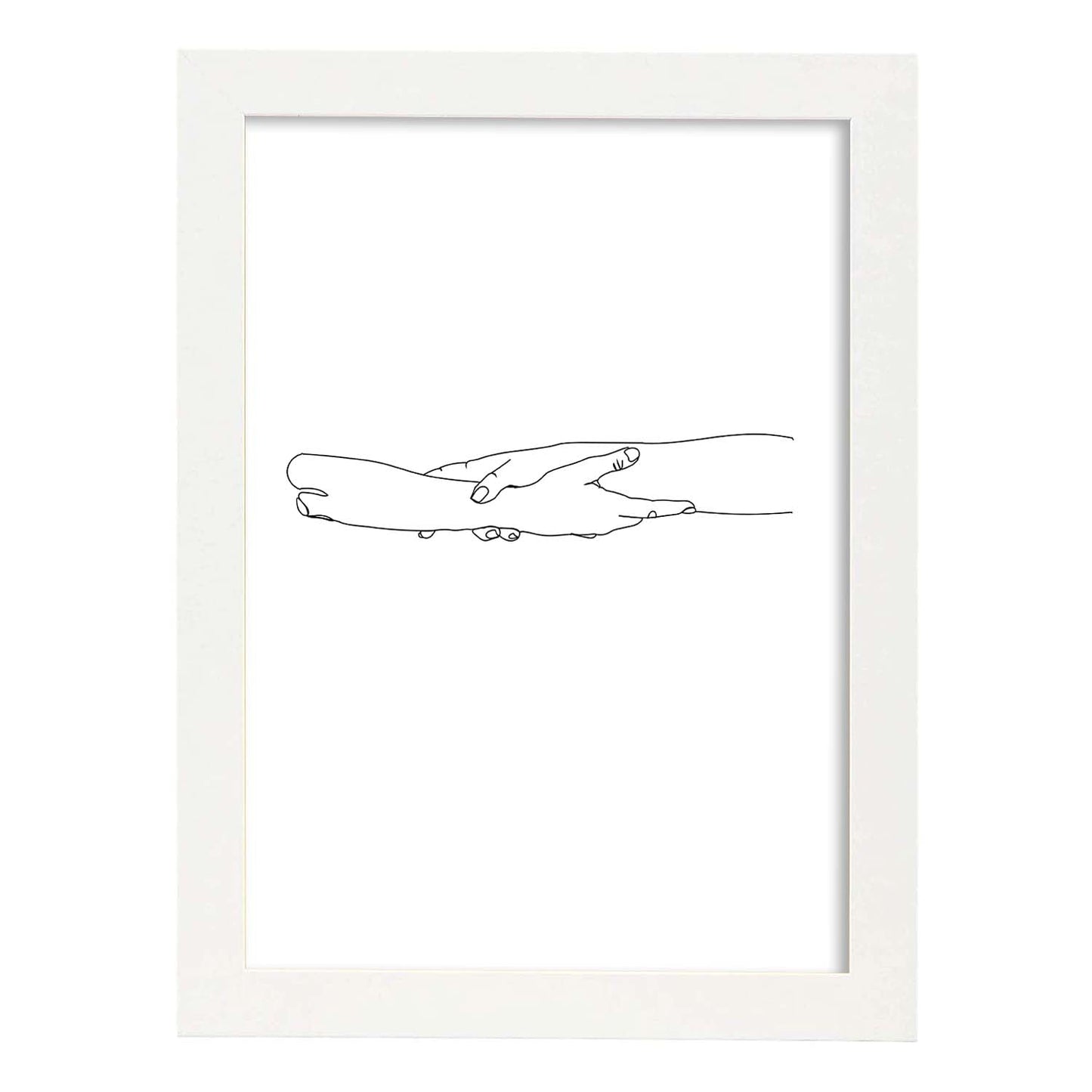 Posters de dibujos y bocetos a una linea. Lámina nordica de Manos entrelazadas.-Artwork-Nacnic-A4-Marco Blanco-Nacnic Estudio SL