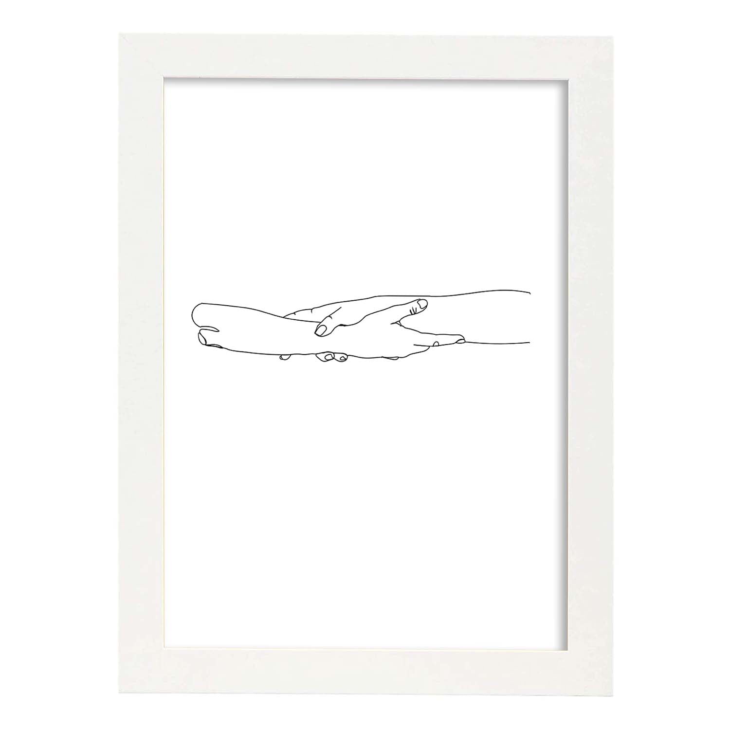 Posters de dibujos y bocetos a una linea. Lámina nordica de Manos entrelazadas.-Artwork-Nacnic-A4-Marco Blanco-Nacnic Estudio SL