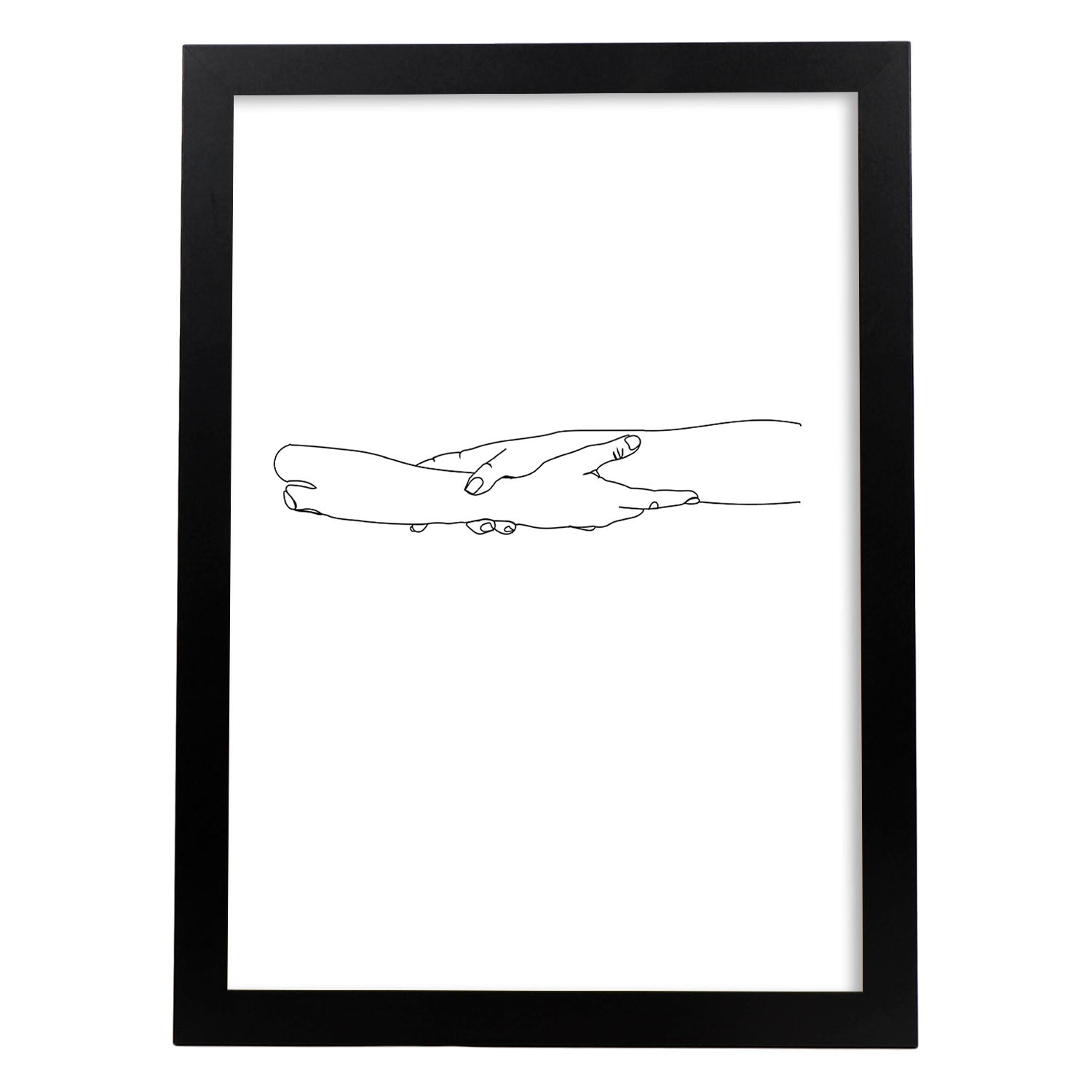Posters de dibujos y bocetos a una linea. Lámina nordica de Manos entrelazadas.-Artwork-Nacnic-A4-Marco Negro-Nacnic Estudio SL
