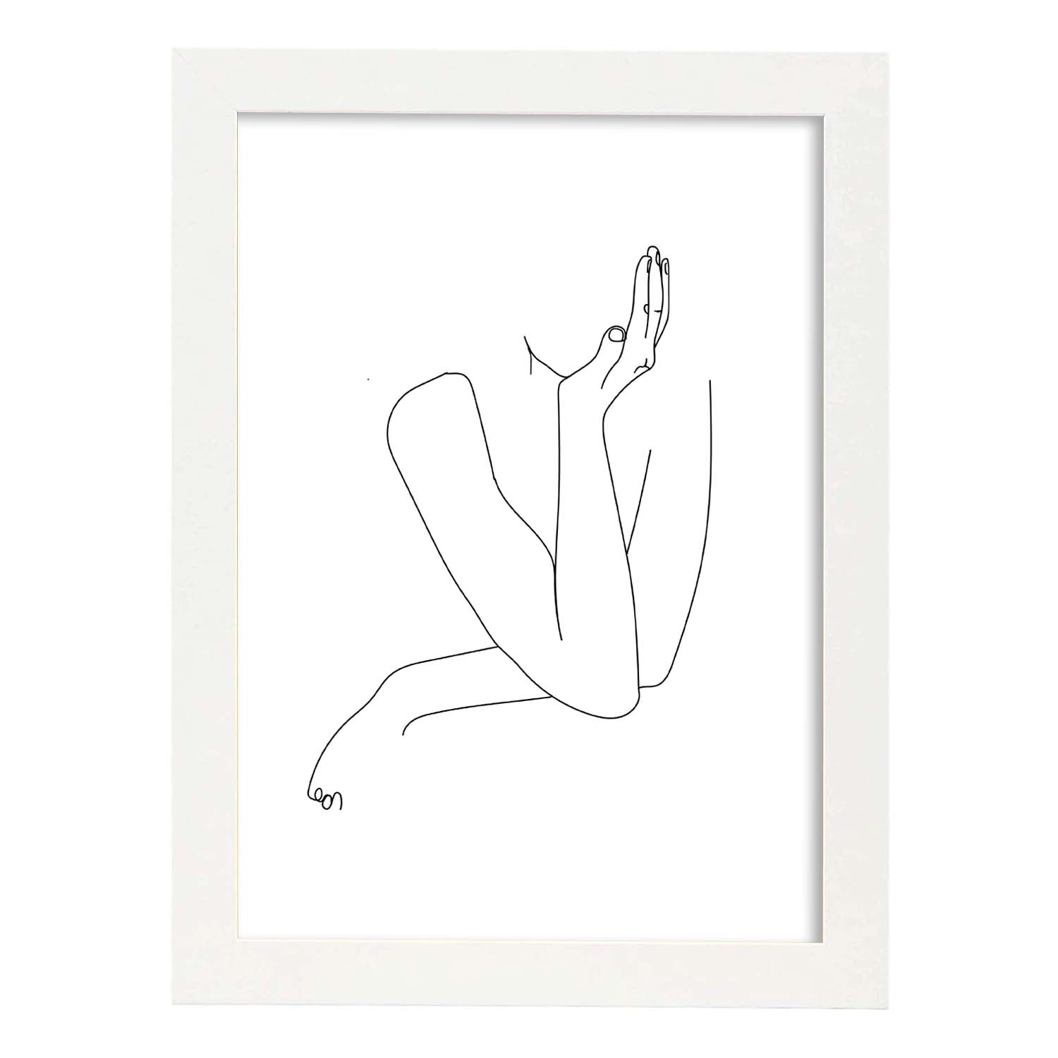 Posters de dibujos y bocetos a una linea. Lámina nordica de Mujer pensando.-Artwork-Nacnic-A3-Marco Blanco-Nacnic Estudio SL