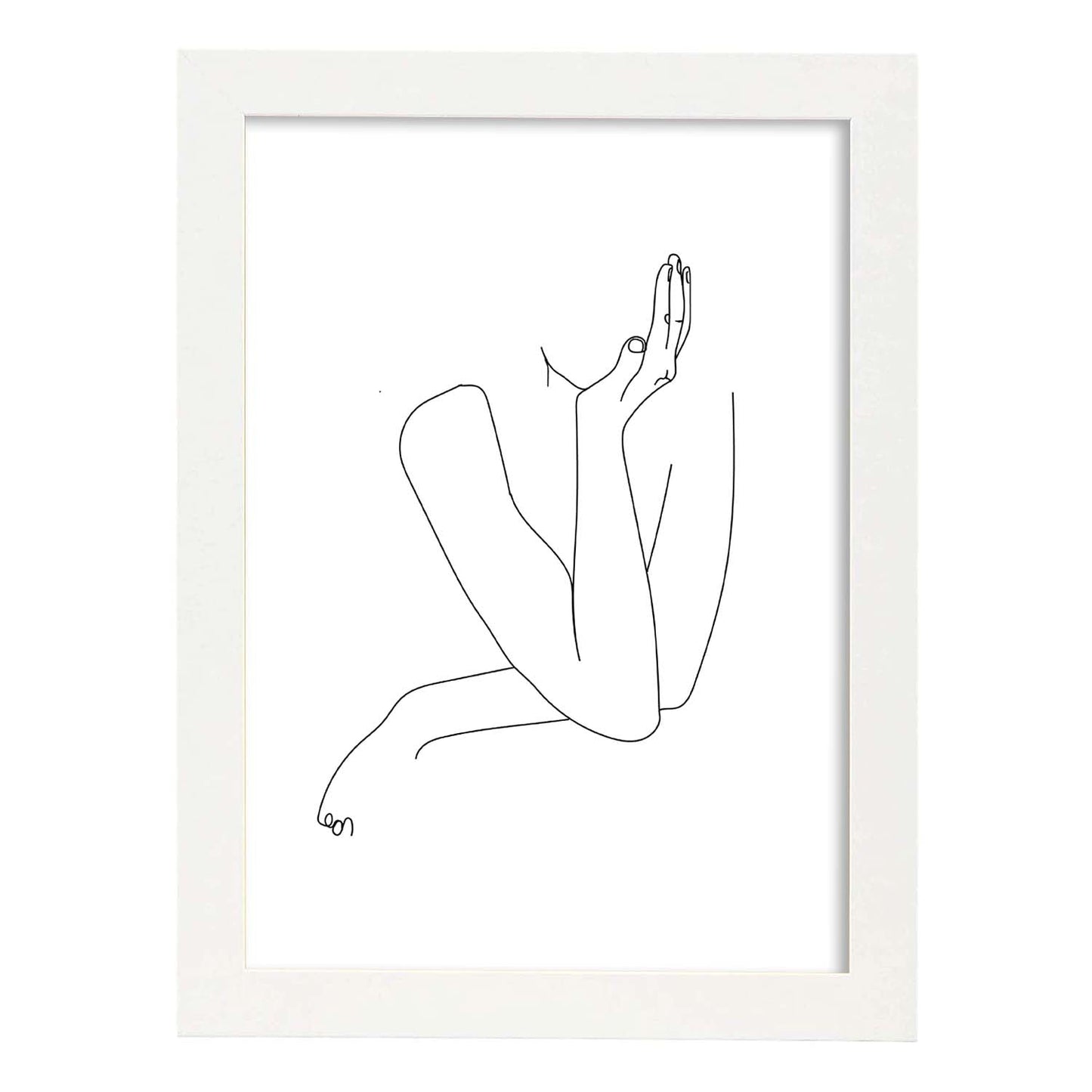 Posters de dibujos y bocetos a una linea. Lámina nordica de Mujer pensando.-Artwork-Nacnic-A4-Marco Blanco-Nacnic Estudio SL