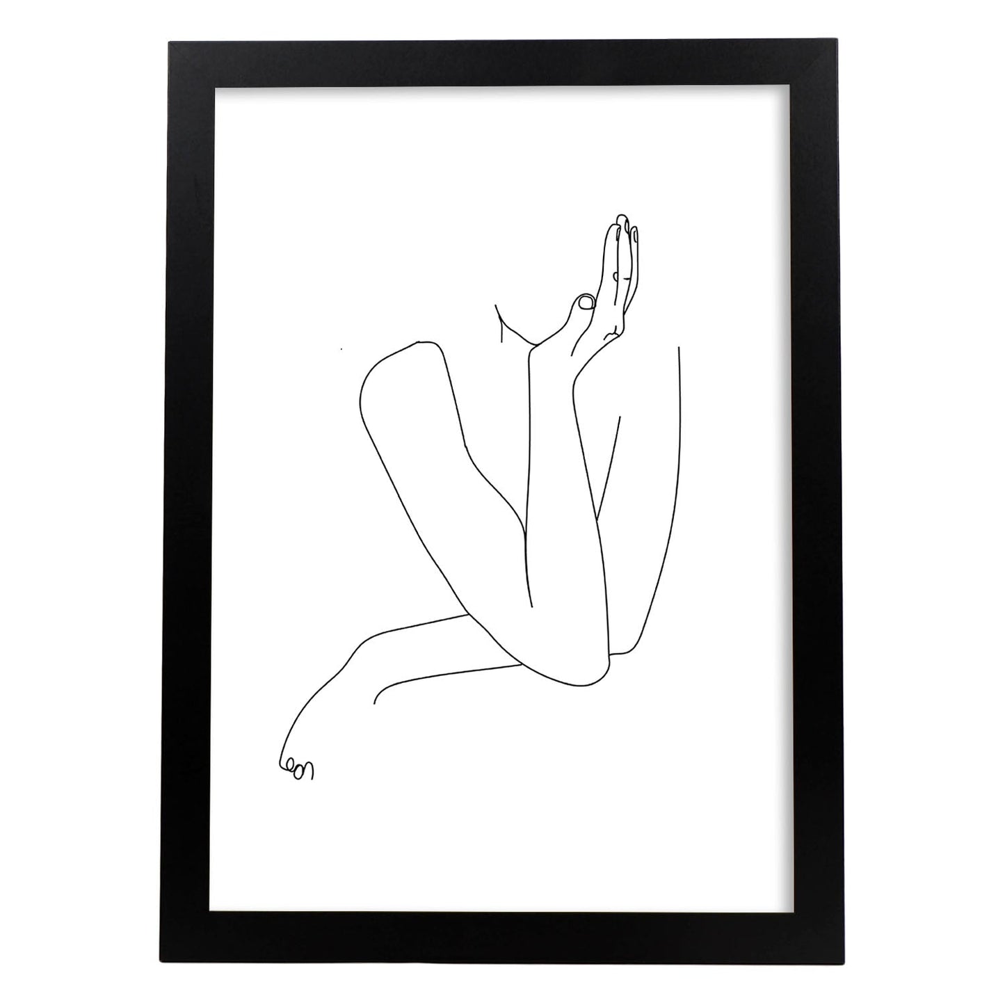 Posters de dibujos y bocetos a una linea. Lámina nordica de Mujer pensando.-Artwork-Nacnic-A4-Marco Negro-Nacnic Estudio SL