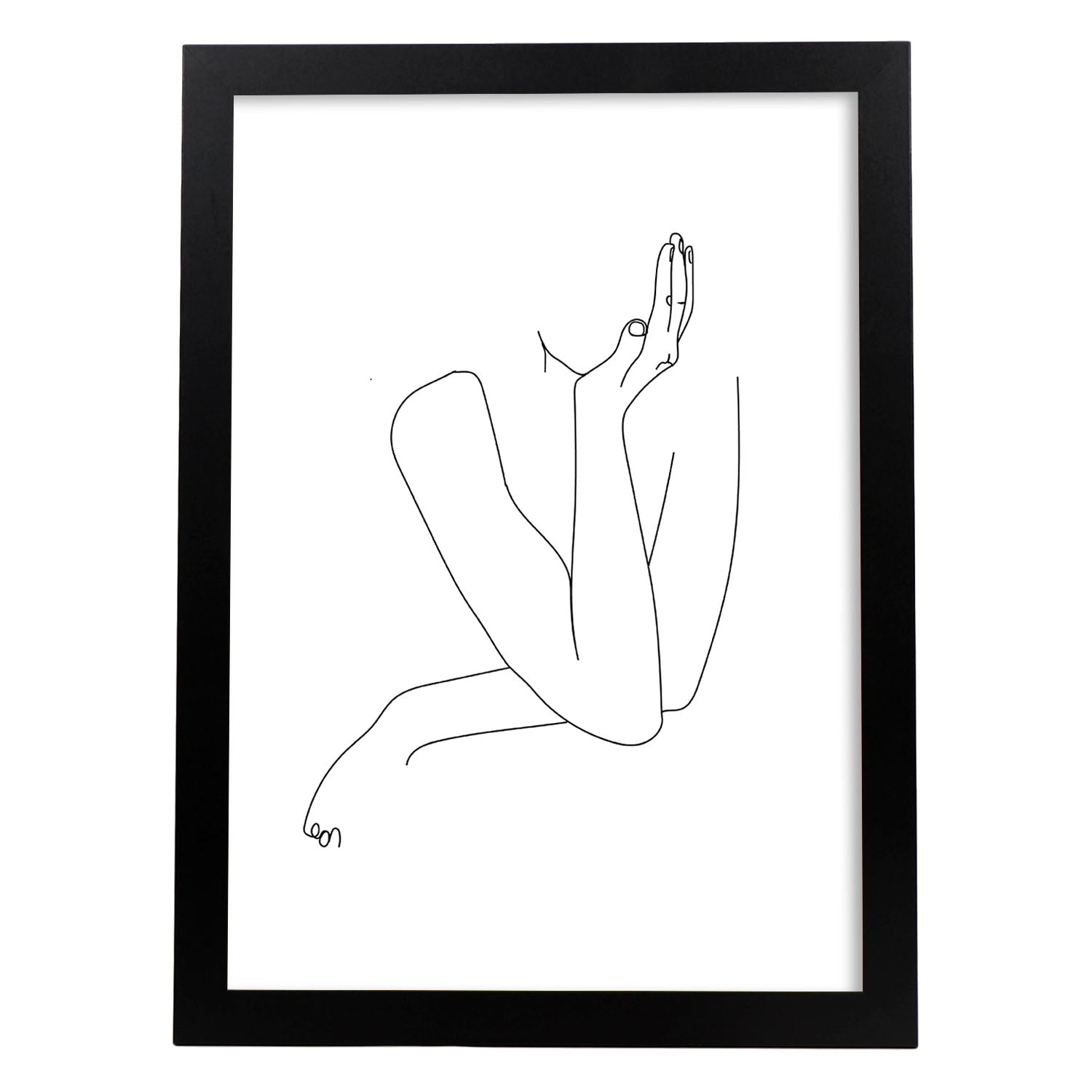 Posters de dibujos y bocetos a una linea. Lámina nordica de Mujer pensando.-Artwork-Nacnic-A4-Marco Negro-Nacnic Estudio SL