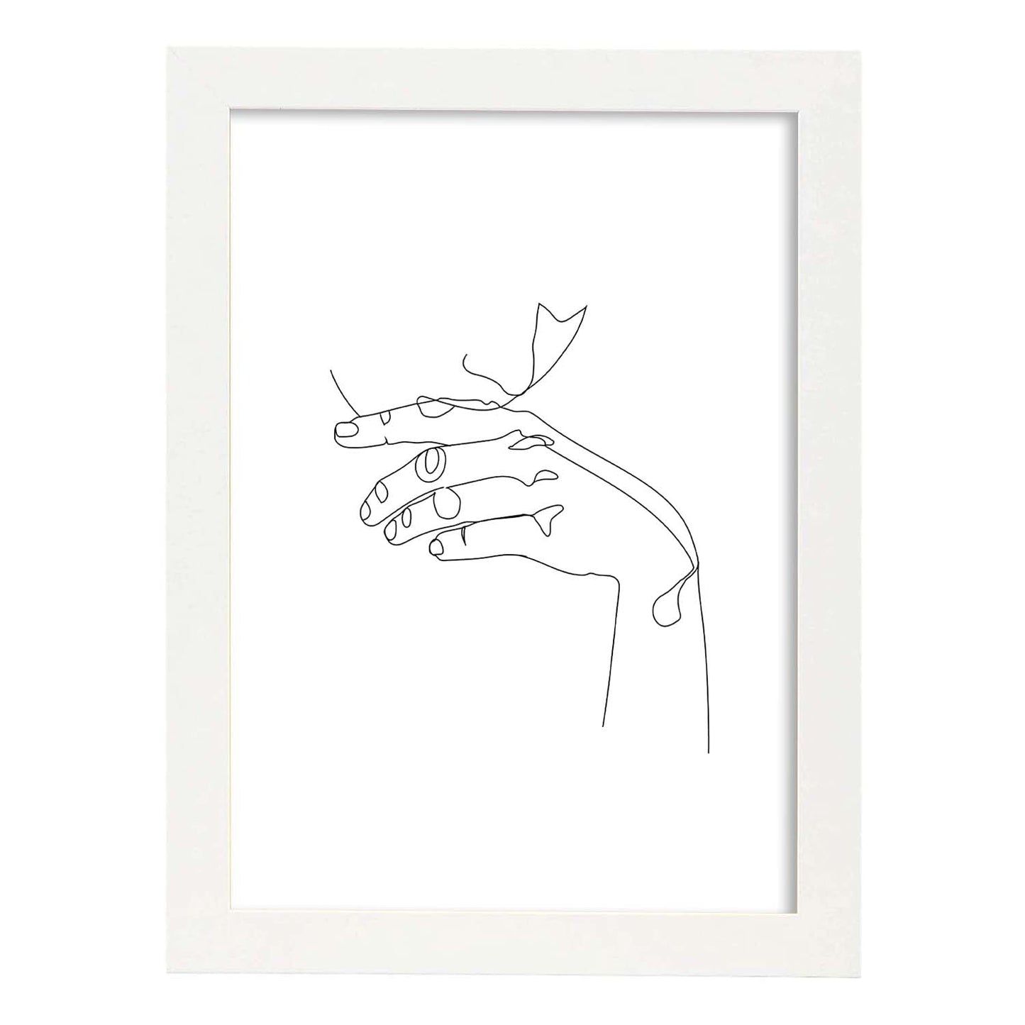 Posters de dibujos y bocetos a una linea. Lámina nordica de Mujer soñadora.-Artwork-Nacnic-A3-Marco Blanco-Nacnic Estudio SL