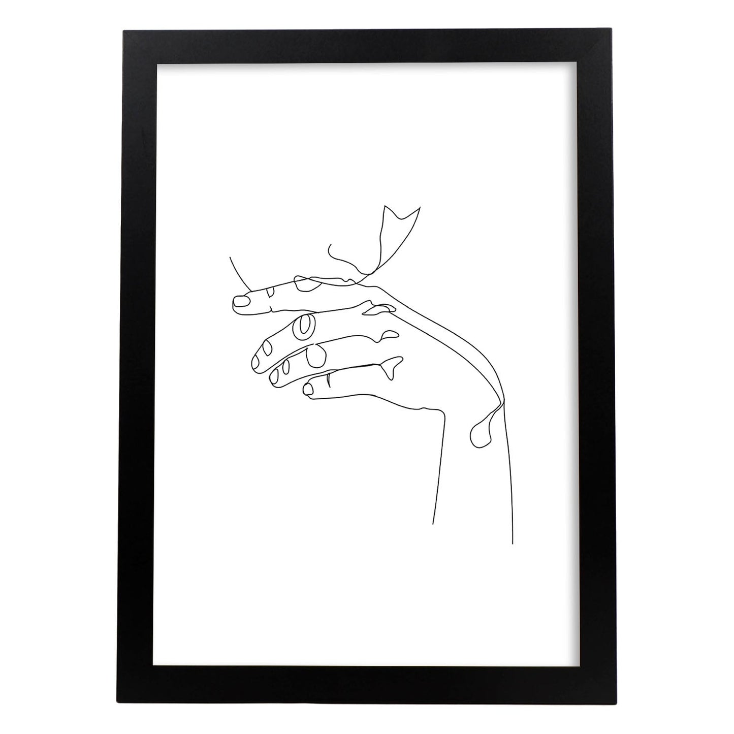 Posters de dibujos y bocetos a una linea. Lámina nordica de Mujer soñadora.-Artwork-Nacnic-A4-Marco Negro-Nacnic Estudio SL