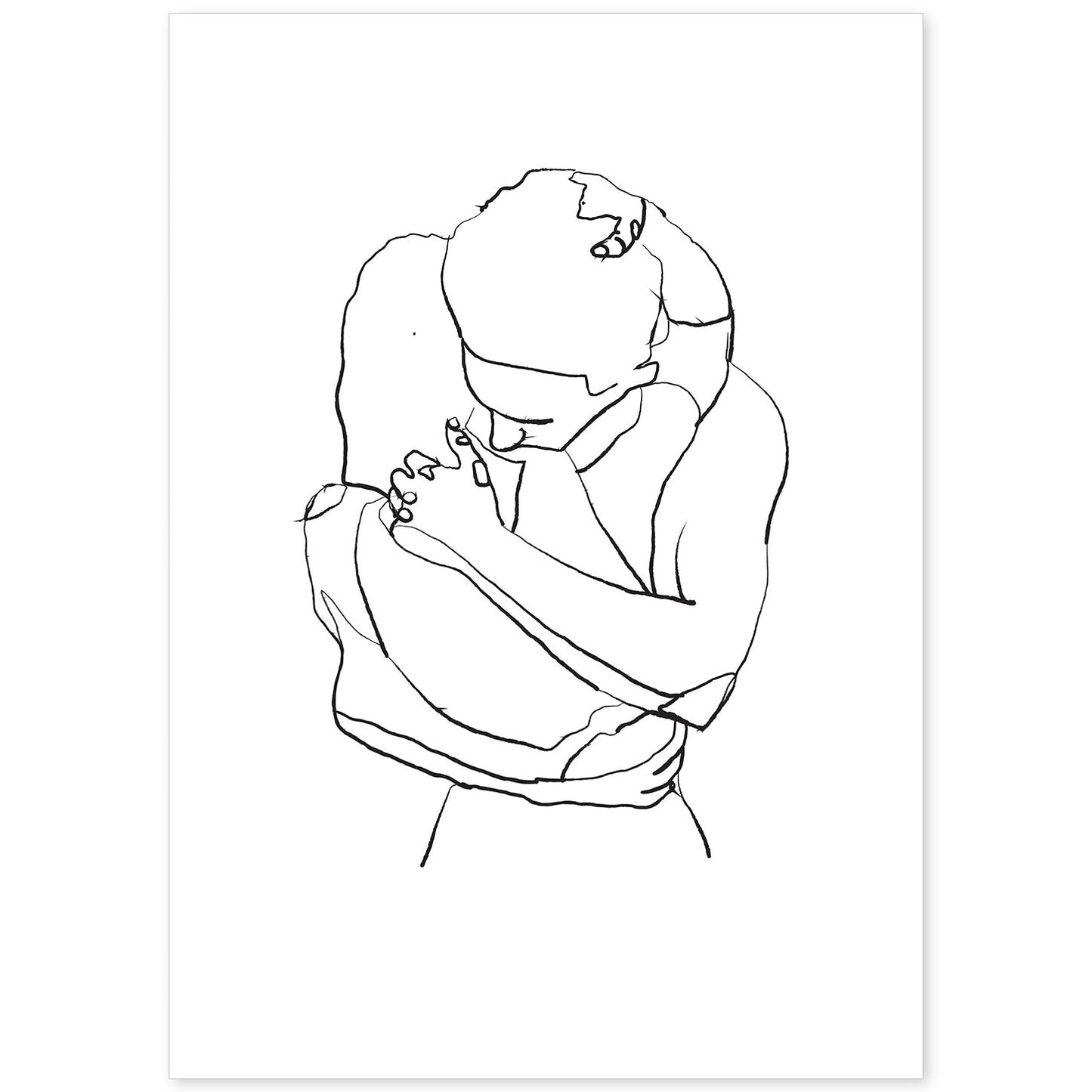 Posters de dibujos y bocetos a una linea. Lámina nordica de Pareja abrazo.-Artwork-Nacnic-A4-Sin marco-Nacnic Estudio SL