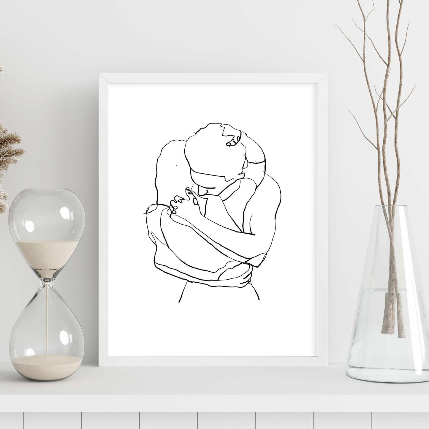 Posters de dibujos y bocetos a una linea. Lámina nordica de Pareja abrazo.-Artwork-Nacnic-Nacnic Estudio SL