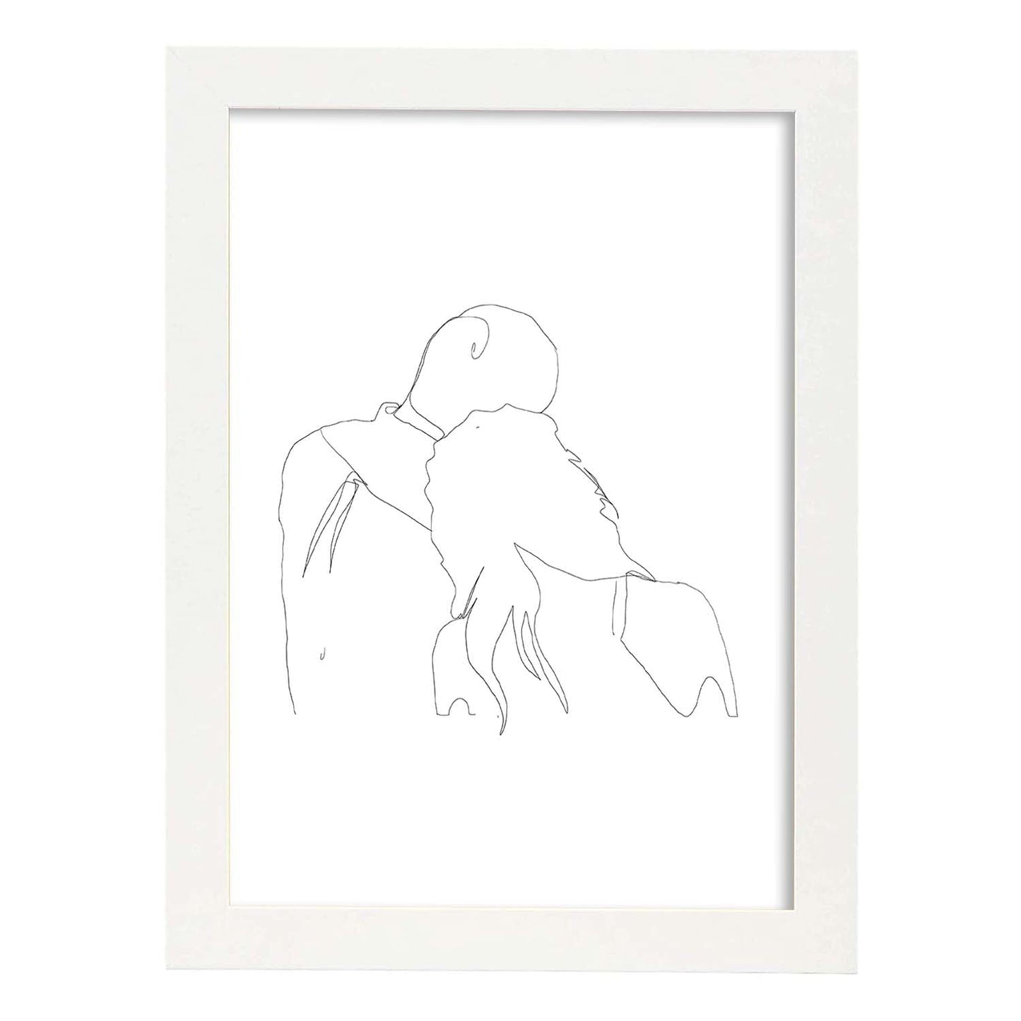 Posters de dibujos y bocetos a una linea. Lámina nordica de Pareja apoyandose.-Artwork-Nacnic-A4-Marco Blanco-Nacnic Estudio SL