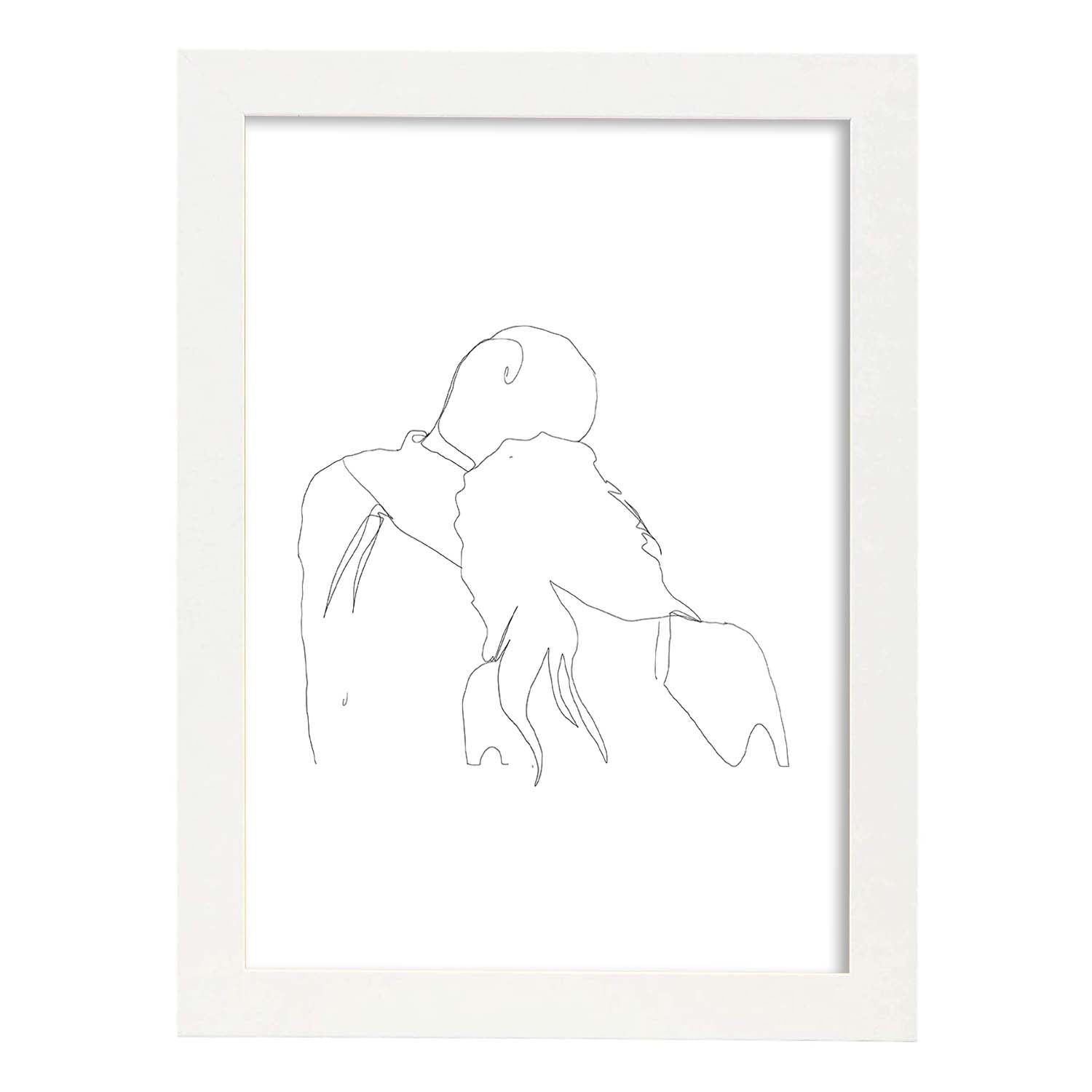 Posters de dibujos y bocetos a una linea. Lámina nordica de Pareja apoyandose.-Artwork-Nacnic-A4-Marco Blanco-Nacnic Estudio SL