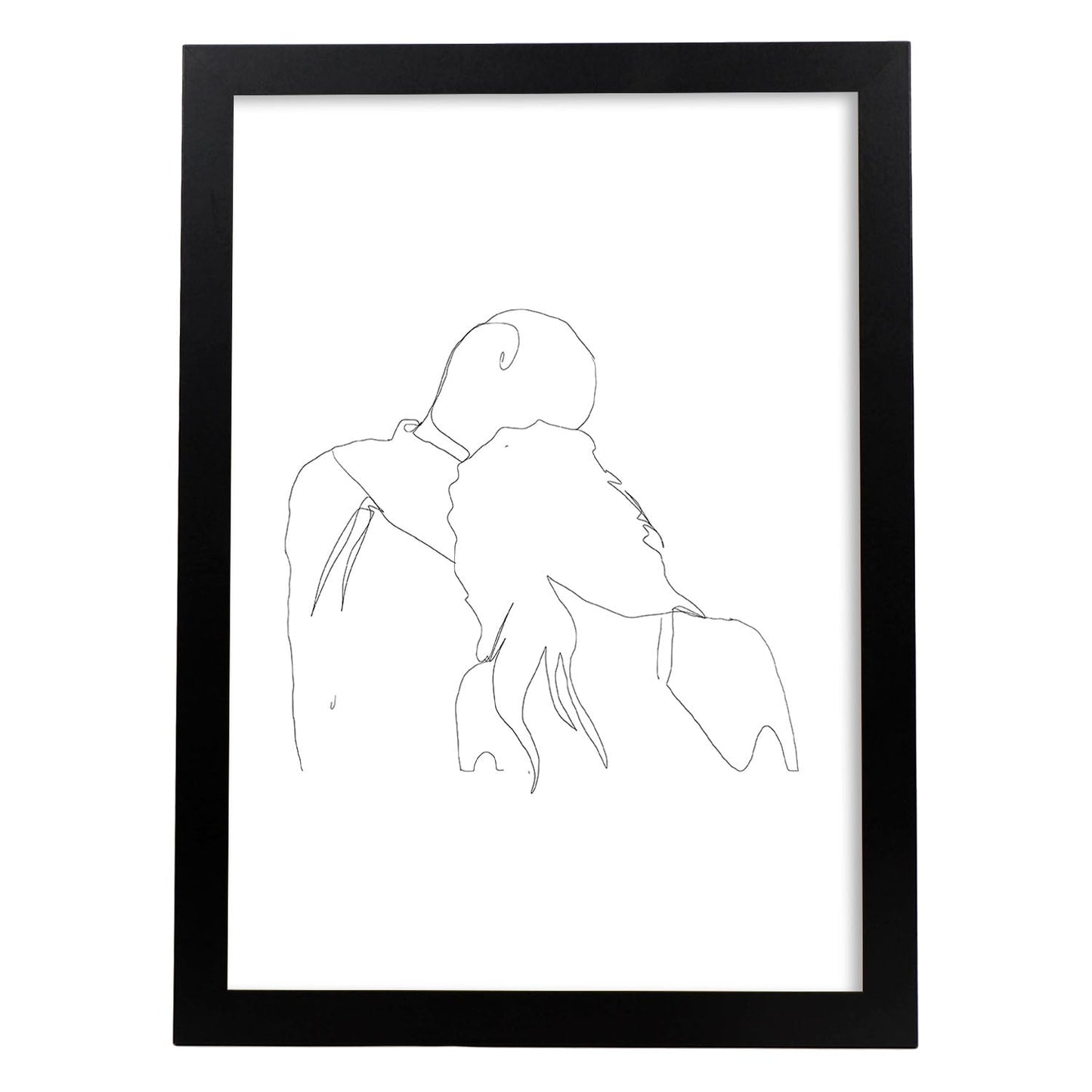 Posters de dibujos y bocetos a una linea. Lámina nordica de Pareja apoyandose.-Artwork-Nacnic-A4-Marco Negro-Nacnic Estudio SL