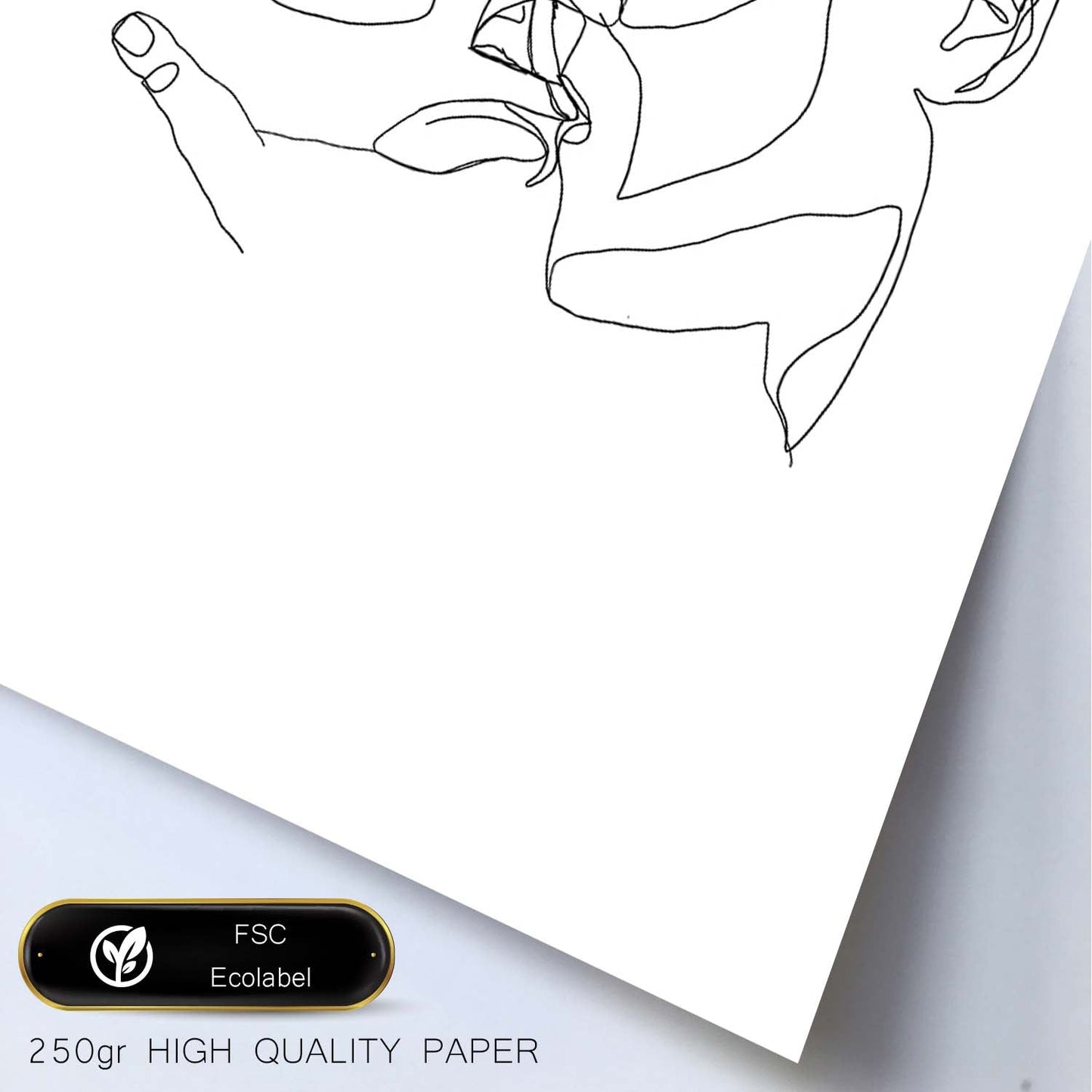 Posters de dibujos y bocetos a una linea. Lámina nordica de Pareja beso en los labios.-Artwork-Nacnic-Nacnic Estudio SL